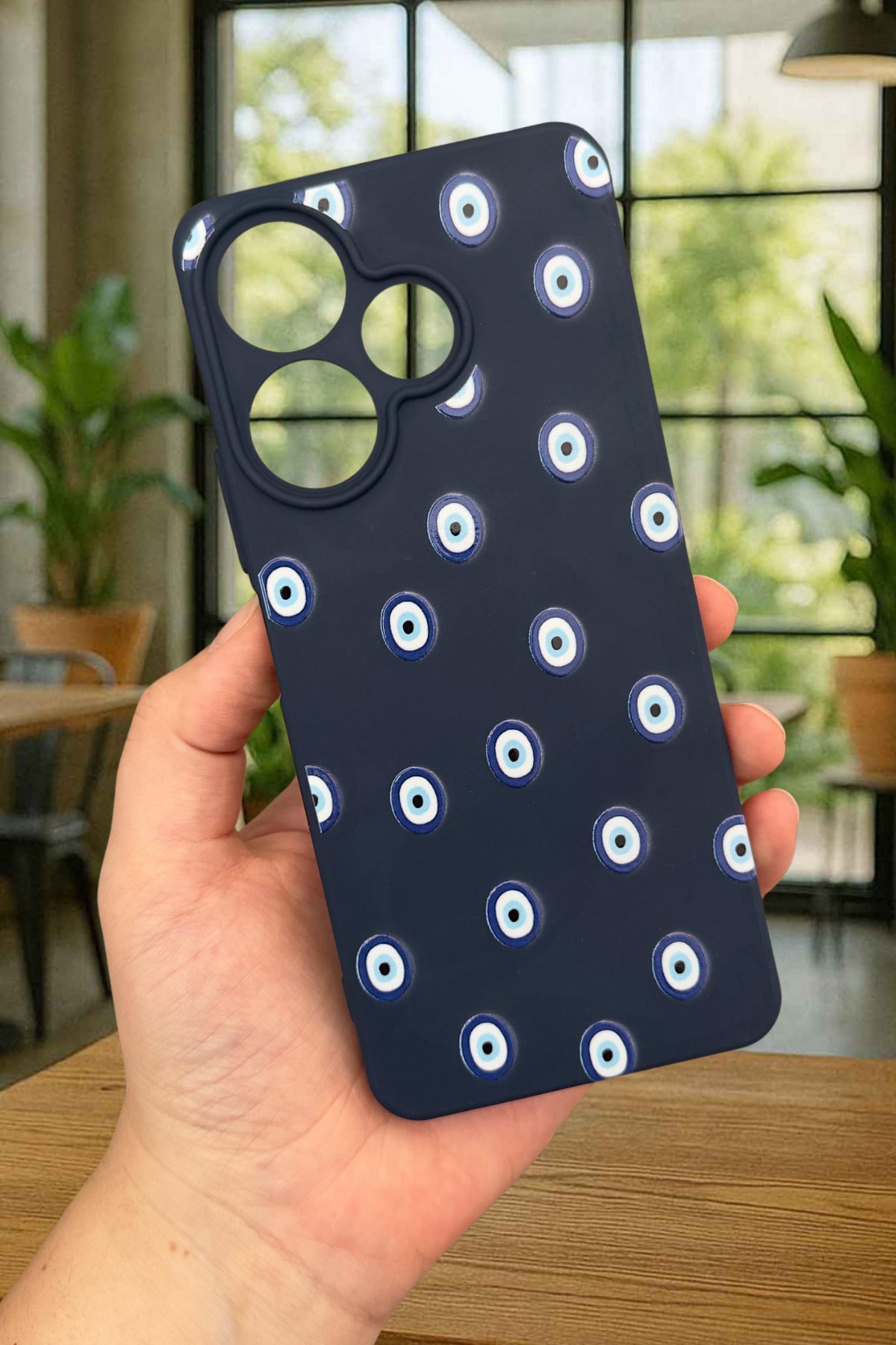 Xiaomi Redmi 13 4G NAZAR BONCUK DESENLİ Silikon Darbe Emici Klasik Korumalı Rubber Kılıf