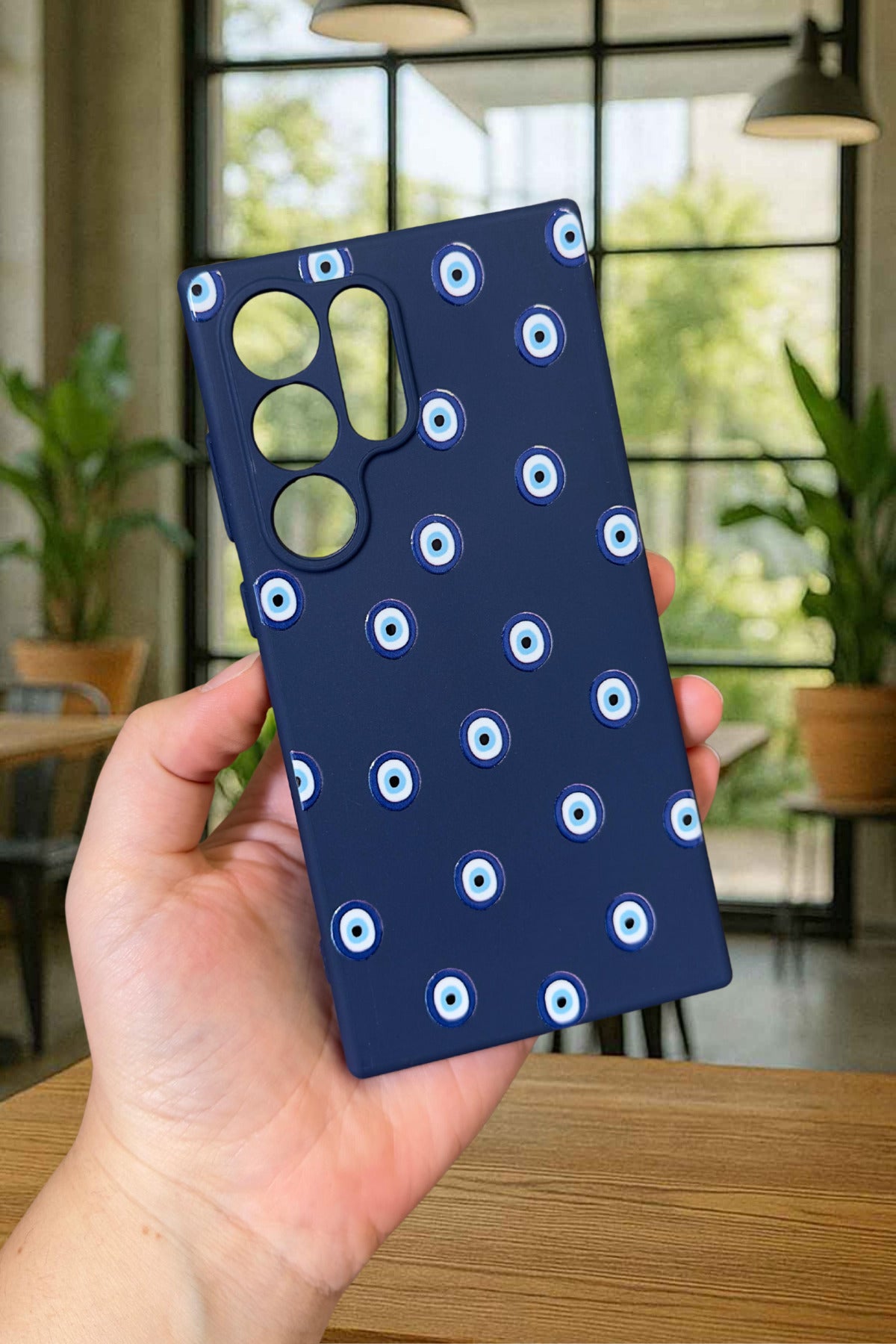 Samsung Galaxy S24 Ultra- NAZAR BONCUK DESENLİ Silikon Darbe Emici Klasik Korumalı Rubber Kılıf