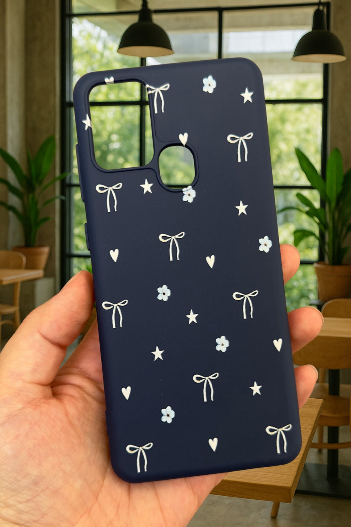 Samsung Galaxy A21s Uyumlu Mini Fiyonk Desenli Silikon Darbe Emici Klasik Korumalı Rubber Kılıf