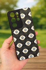 Samsung Galaxy S21 Ultra Uyumlu Evıl Eye Desenli Silikon Darbe Emici Klasik Korumalı Rubber Kılıf