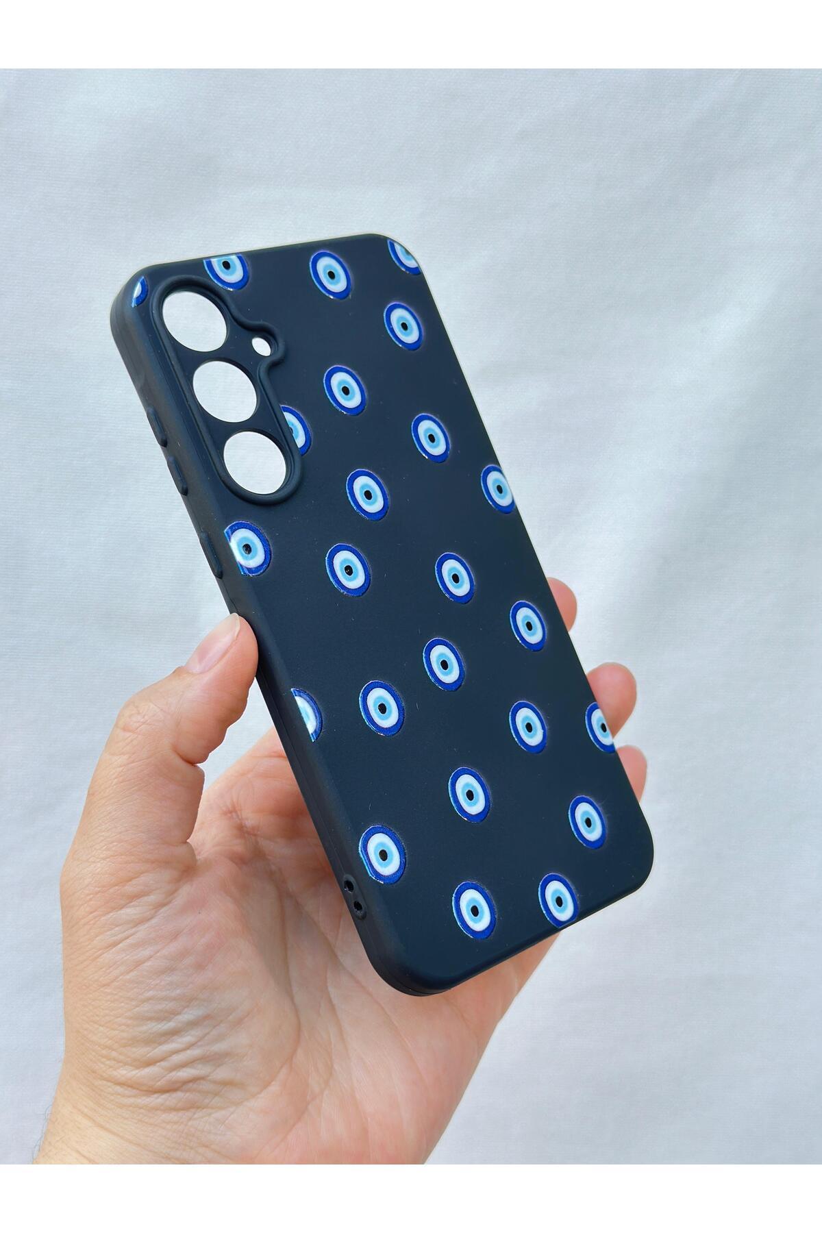 Samsung Galaxy A35 -NAZAR BONCUK DESENLİ Silikon Darbe Emici Klasik Korumalı Rubber Kılıf