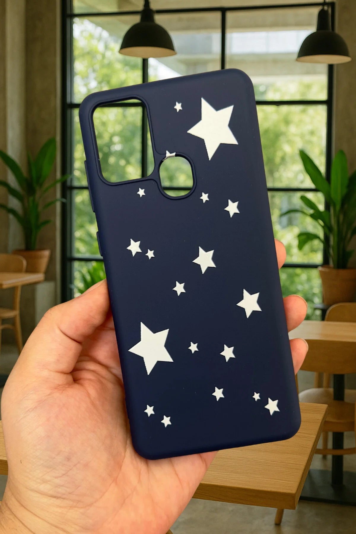 Samsung Galaxy A21s Uyumlu Mini Yıldız Desenli Silikon Darbe Emici Klasik Korumalı Rubber Kılıf