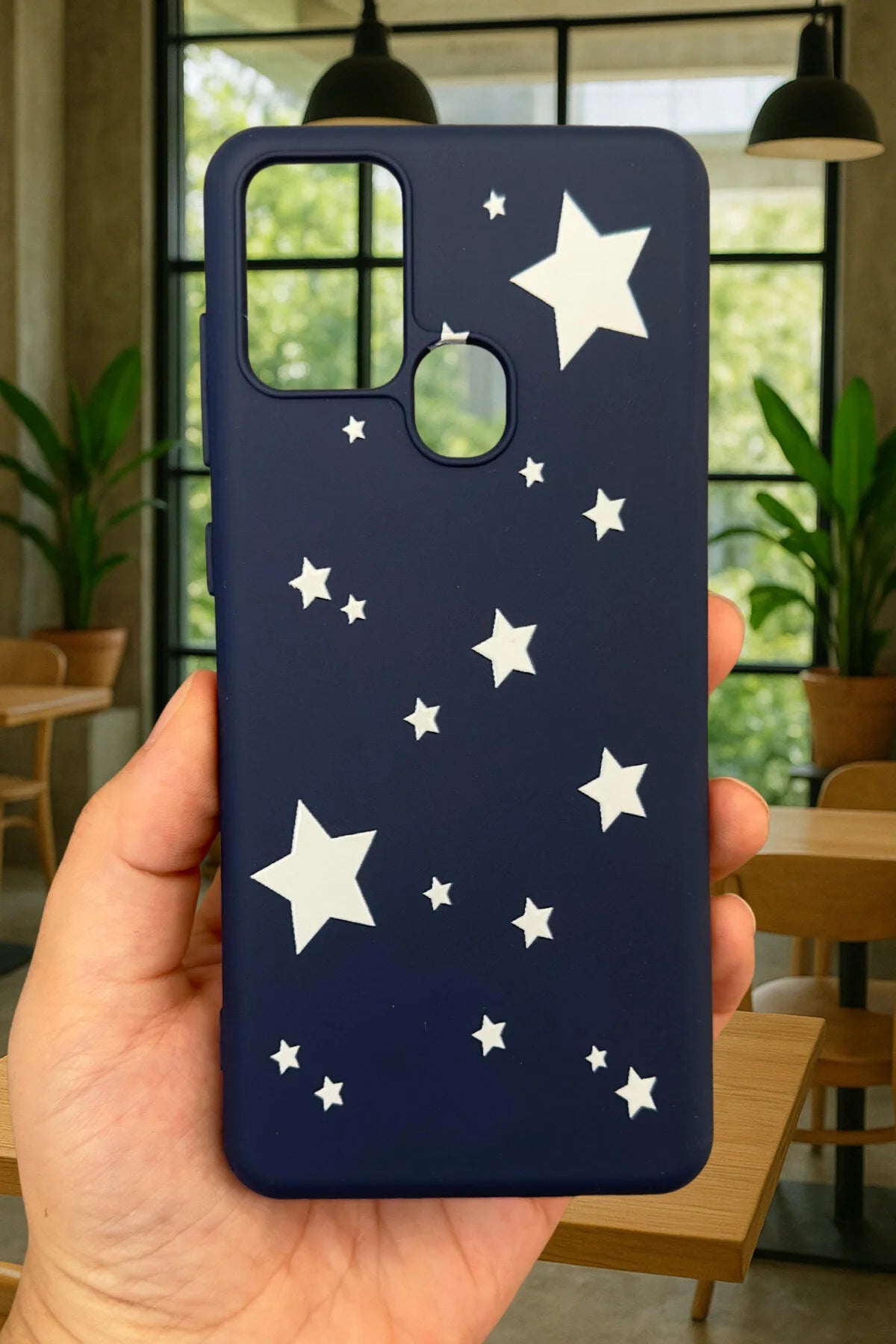 Samsung Galaxy A21s Uyumlu Mini Yıldız Desenli Silikon Darbe Emici Klasik Korumalı Rubber Kılıf