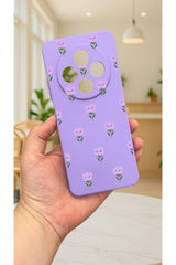 Redmi 14C -MİNİ LALE DESENLİ Silikon Darbe Emici Klasik Korumalı Rubber Kılıf