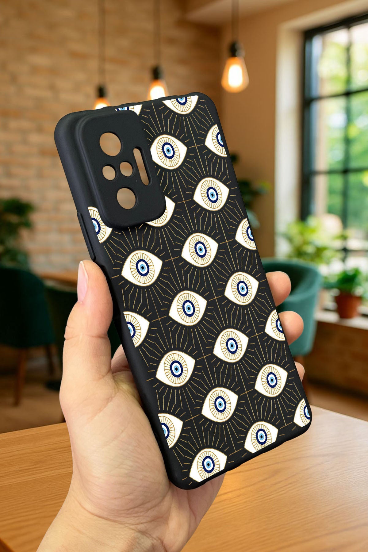 Xiaomi Redmi Note 1O Pro EVIL EYE DESENLİ Silikon Darbe Emici Klasik Korumalı Rubber Kılıf