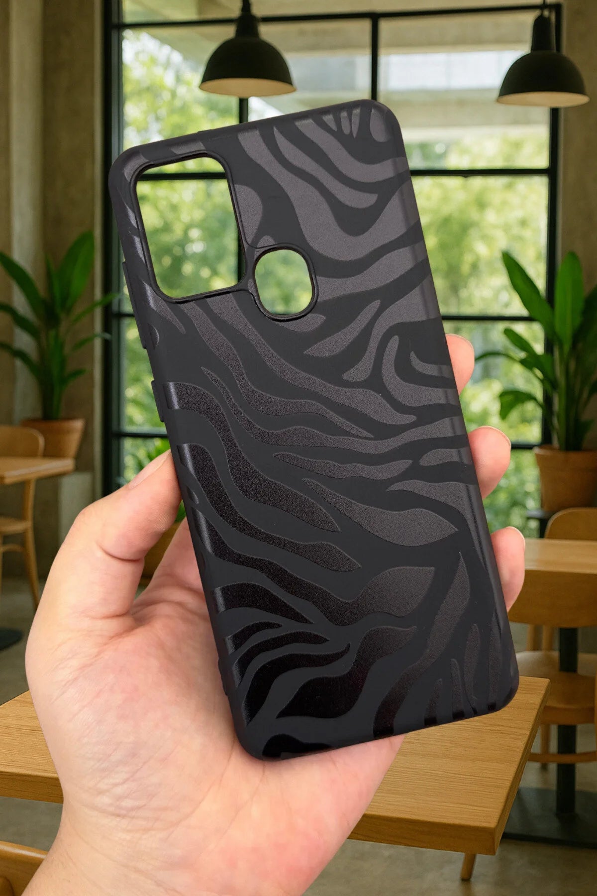 Samsung Galaxy A21s Uyumlu Zebra Desenli Silikon Darbe Emici Klasik Korumalı Rubber Kılıf