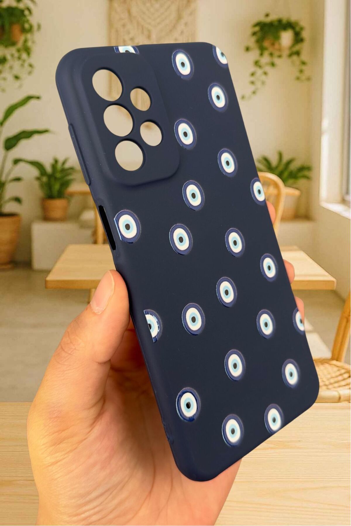 Samsung Galaxy A53 Uyumlu Nazar Boncuk Desenli Silikon Darbe Emici Klasik Korumalı Rubber Kılıf