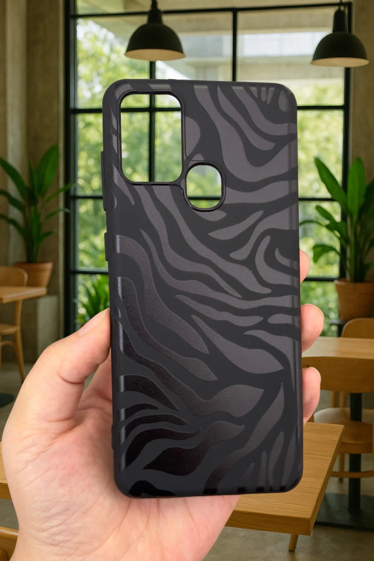 Samsung Galaxy A21s Uyumlu Zebra Desenli Silikon Darbe Emici Klasik Korumalı Rubber Kılıf