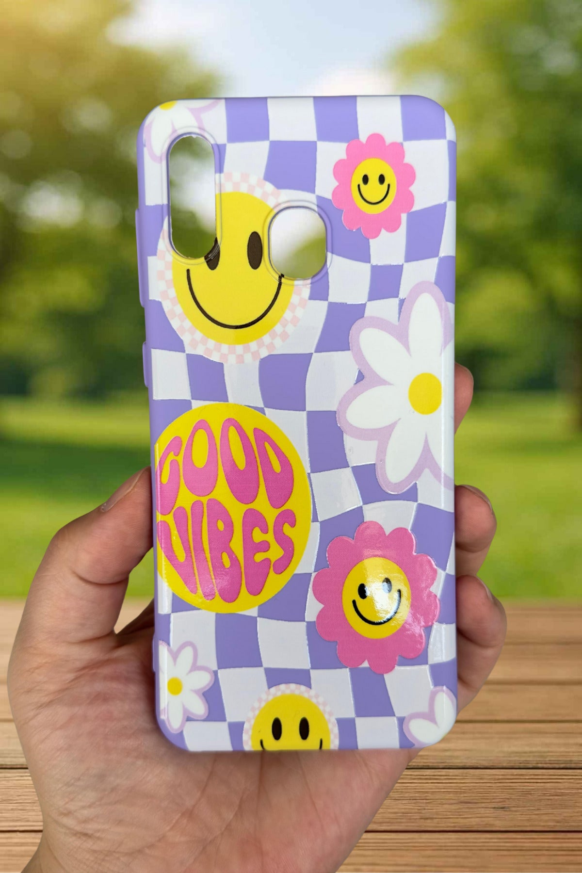 Samsung Galaxy A20 Uyumlu GOOD VİBES Silikon Darbe Emici Klasik Korumalı Rubber Kılıf