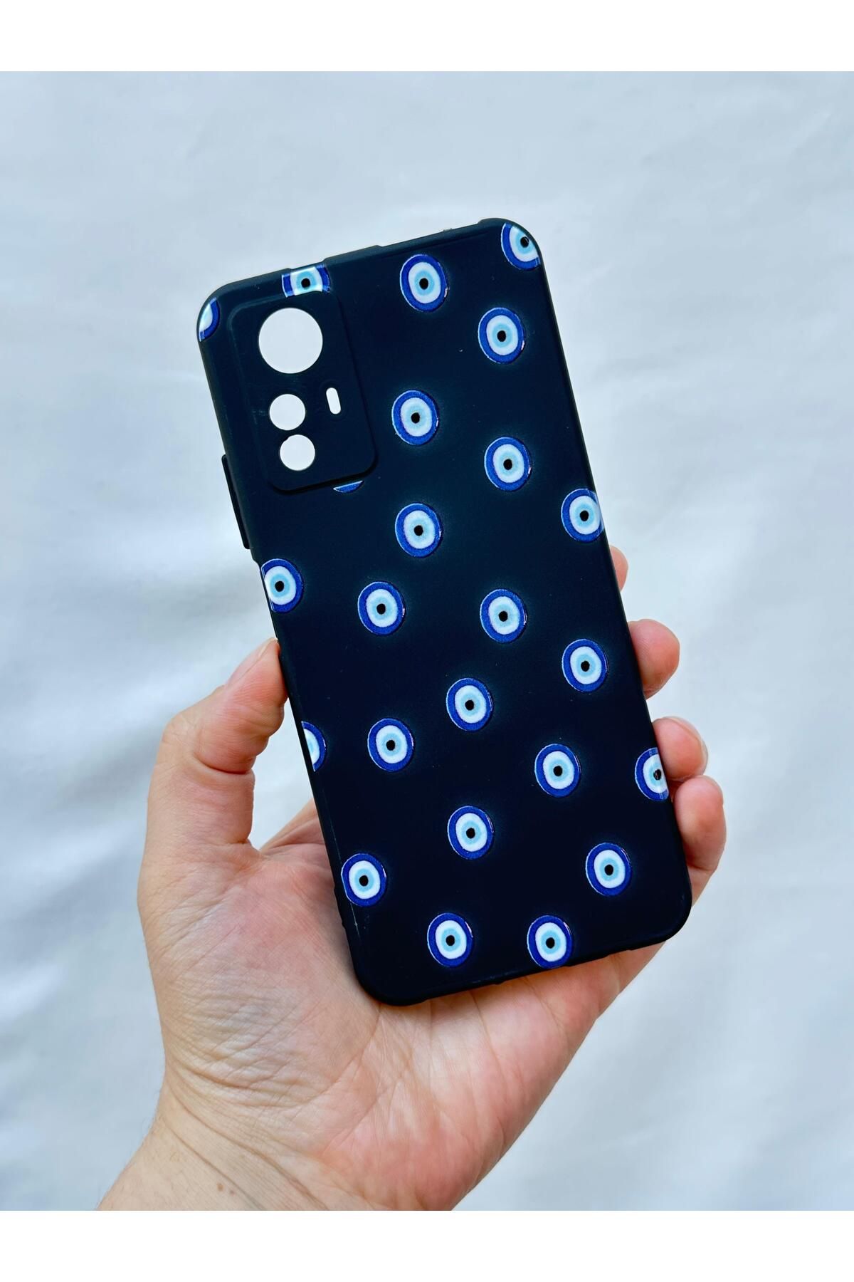 Xiaomi Redmi Note 12S NAZAR BONCUK DESENLİ Silikon Darbe Emici Klasik Korumalı Rubber Kılıf