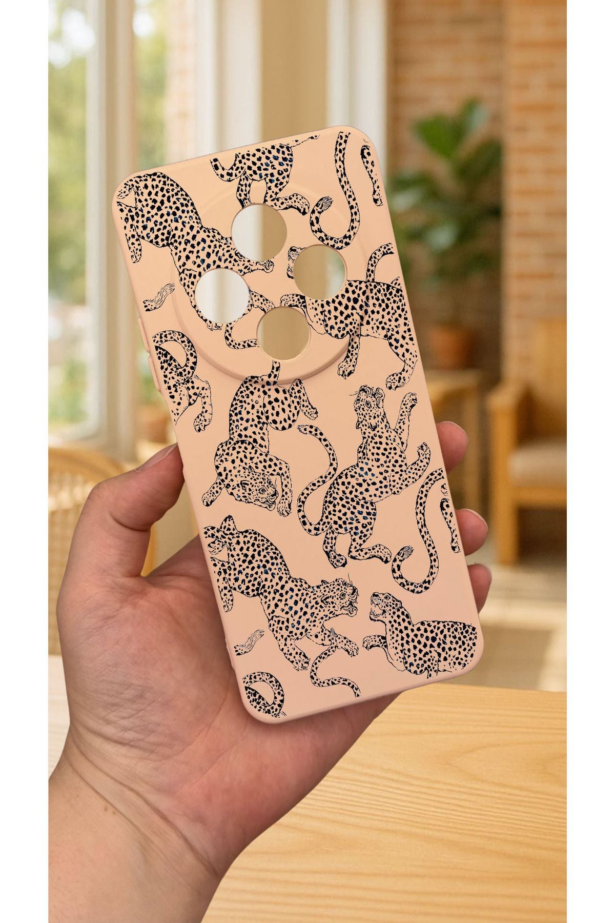 Redmi 14C -LEOPAR DESENLİ Silikon Darbe Emici Klasik Korumalı Rubber Kılıf
