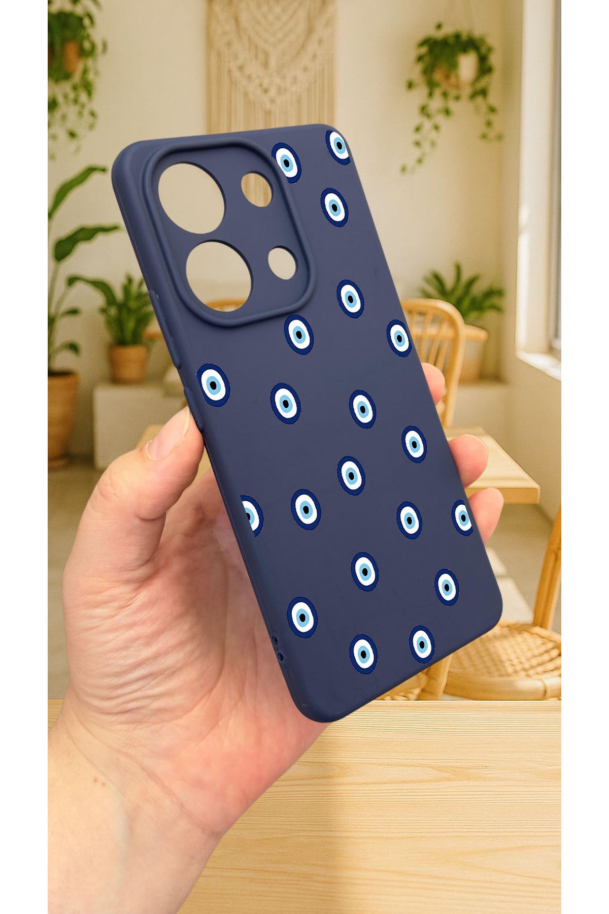 Xiaomi Redmi Note 13 Pro 4G NAZAR BONCUK DESENLİ Silikon Darbe Emici Klasik Korumalı Rubber Kılıf