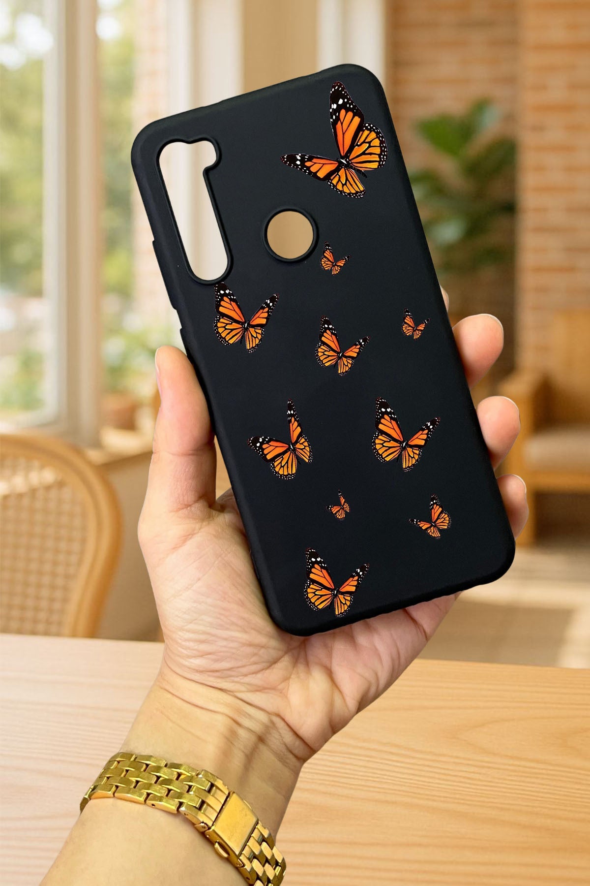 Xiaomi Redmi Note 8 KELEBEK DESENLİ Silikon Darbe Emici Klasik Korumalı Rubber Kılıf