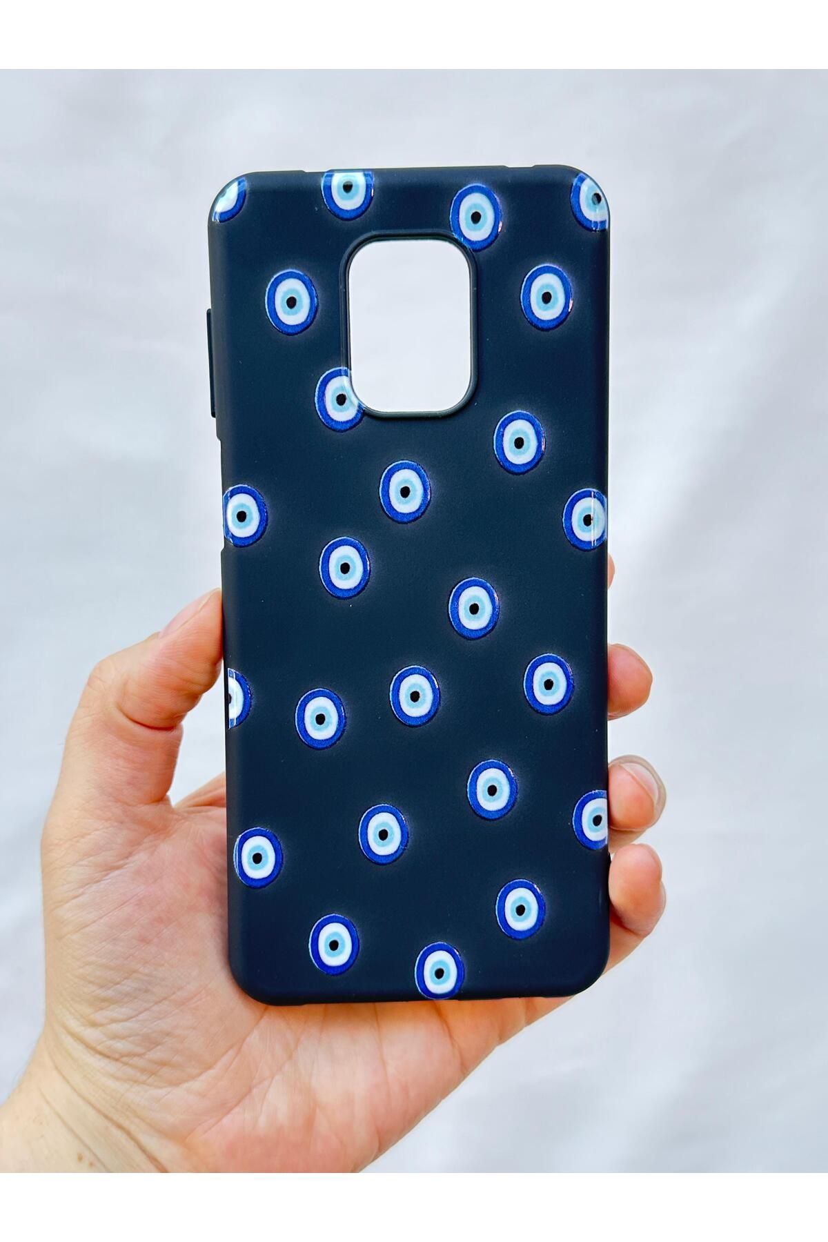 Redmi Note 9Pro/9S Uyumlu Nazar Boncuk Desenli Silikon Darbe Emici Klasik Korumalı Rubber Kılıf