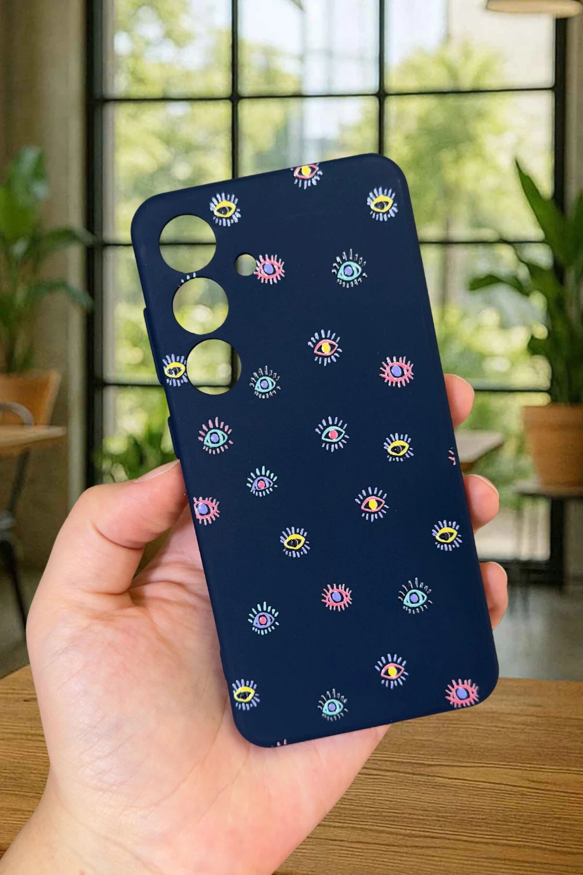 Samsung Galaxy S24- MİNİ EVIL EYE DESENLİ Silikon Darbe Emici Klasik Korumalı Rubber Kılıf