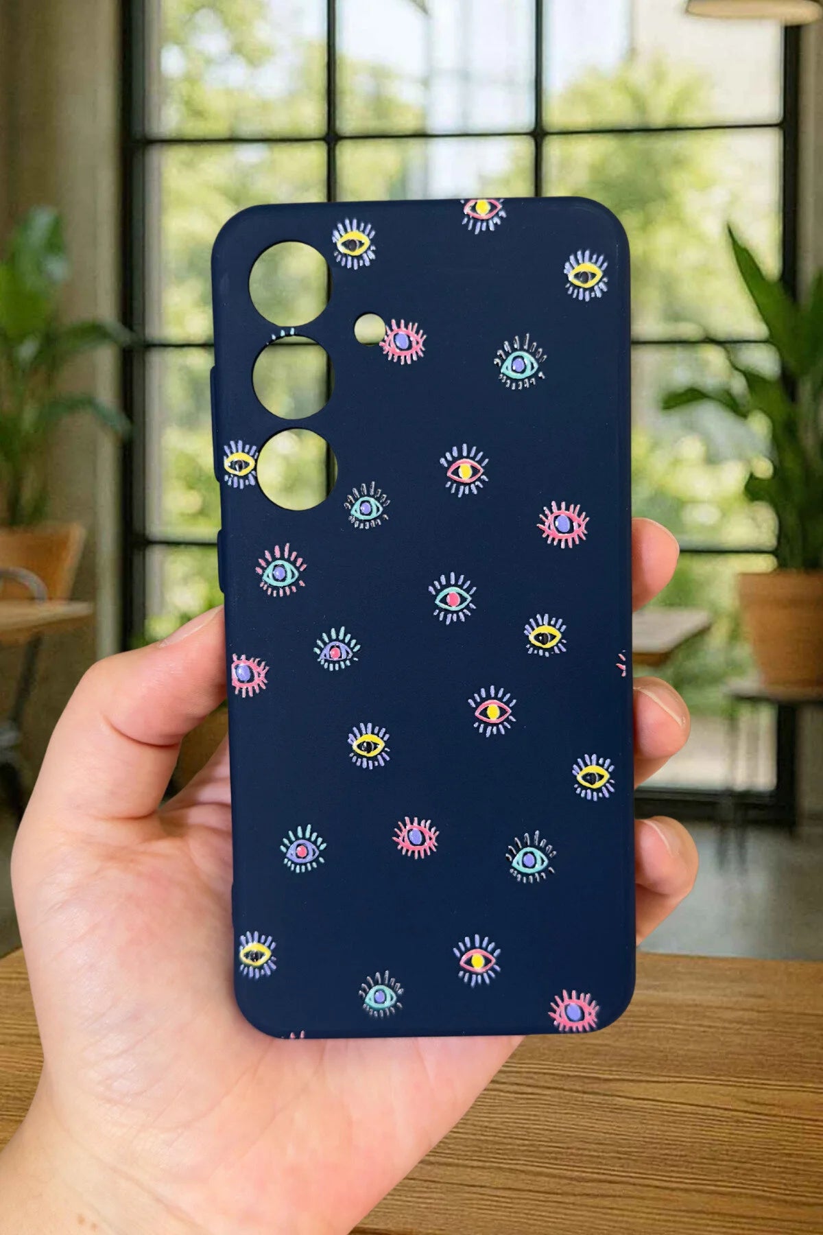 Samsung Galaxy S24- MİNİ EVIL EYE DESENLİ Silikon Darbe Emici Klasik Korumalı Rubber Kılıf