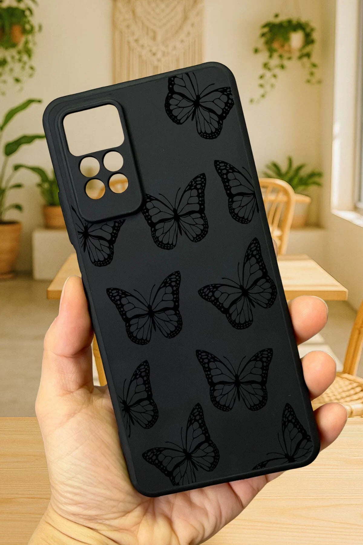 Redmi Note 11Pro/Note 12Pro4G Silikon SİYAH KELEBEKLİ Darbe Emici Klasik Korumalı Rubber Kılıf