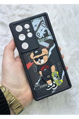 Samsung Galaxy S24 ULTRA - Kabartmalı 3D Ayıcık Desenli Silikon Kamera Korumalı Lansman Ayıcıklı
