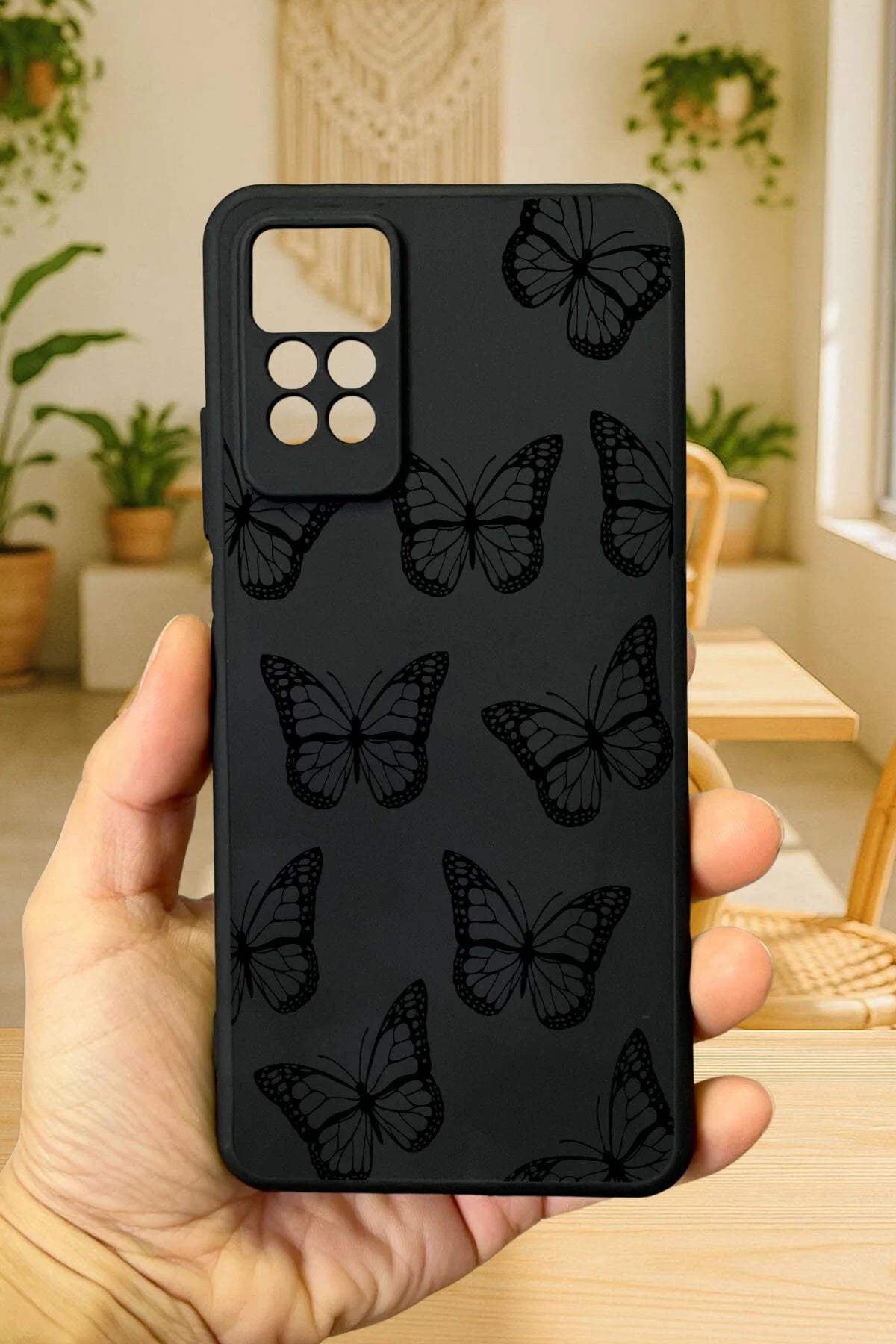 Redmi Note 11Pro/Note 12Pro4G Silikon SİYAH KELEBEKLİ Darbe Emici Klasik Korumalı Rubber Kılıf