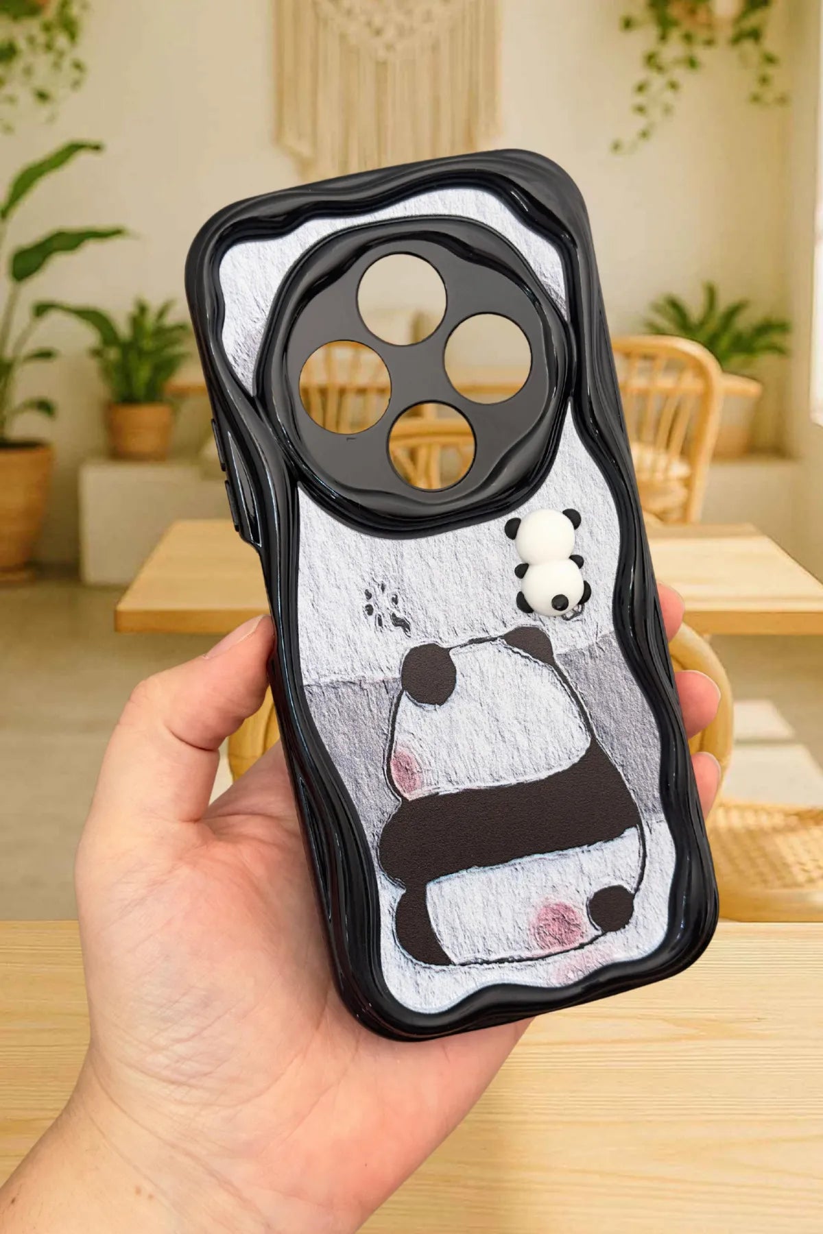 Redmi 14C Sevimli Ayıcık Panda Desenli 3 Boyutlu Şirin Parlak Tasarım Panda Kılıf