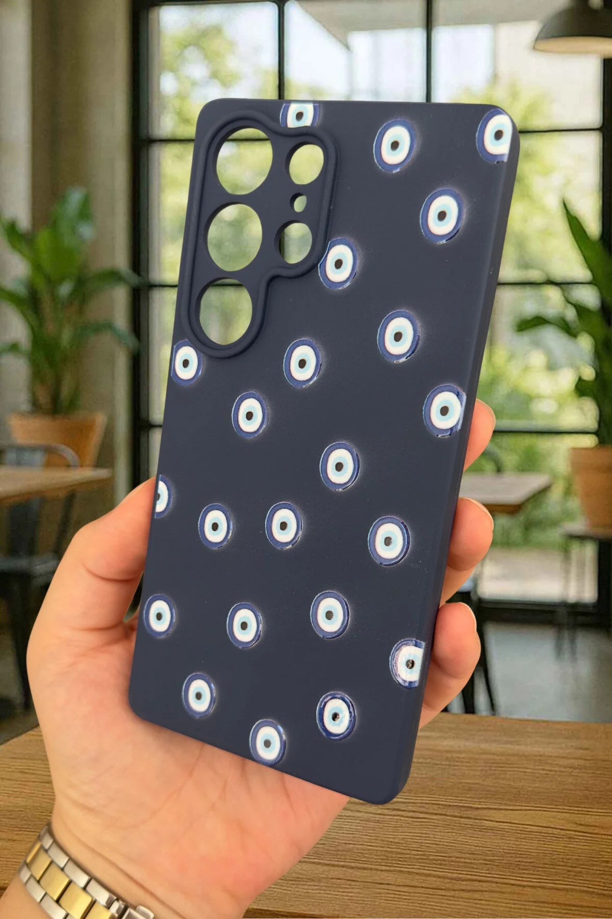 Samsung Galaxy S25 Ultra- Nazar Boncuk Desenli Silikon Darbe Emici Klasik Korumalı Rubber Kılıf