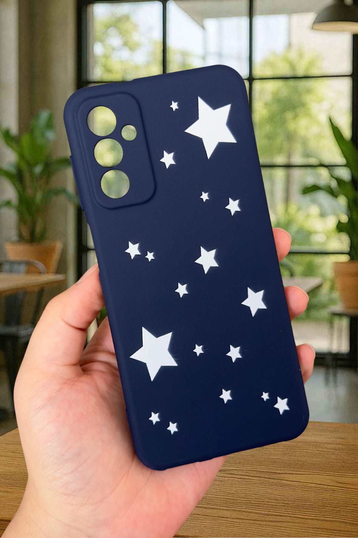 Samsung Galaxy M13 Uyumlu Mini Yıldız Desenli Silikon Darbe Emici Klasik Korumalı Rubber Kılıf