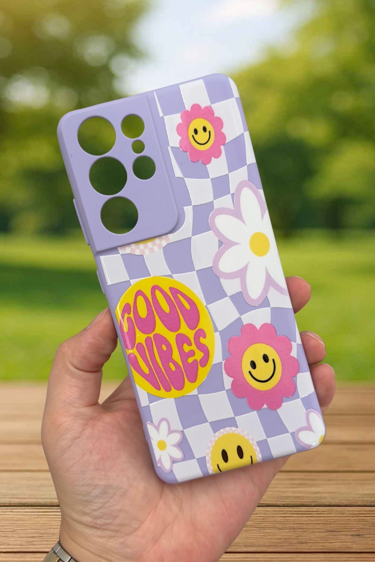 Samsung Galaxy S21 Ultra Uyumlu Good Vibes Silikon Darbe Emici Klasik Korumalı Rubber Kılıf