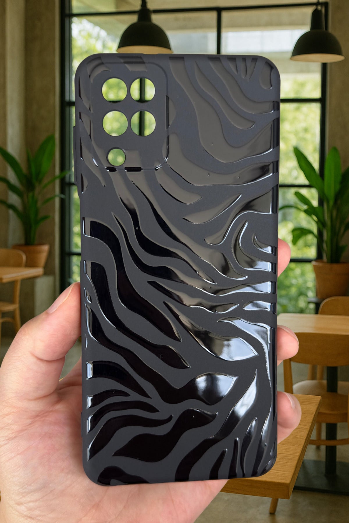 Samsung Galaxy A12 Uyumlu Zebra Desenli Silikon Darbe Emici Klasik Korumalı Rubber Kılıf