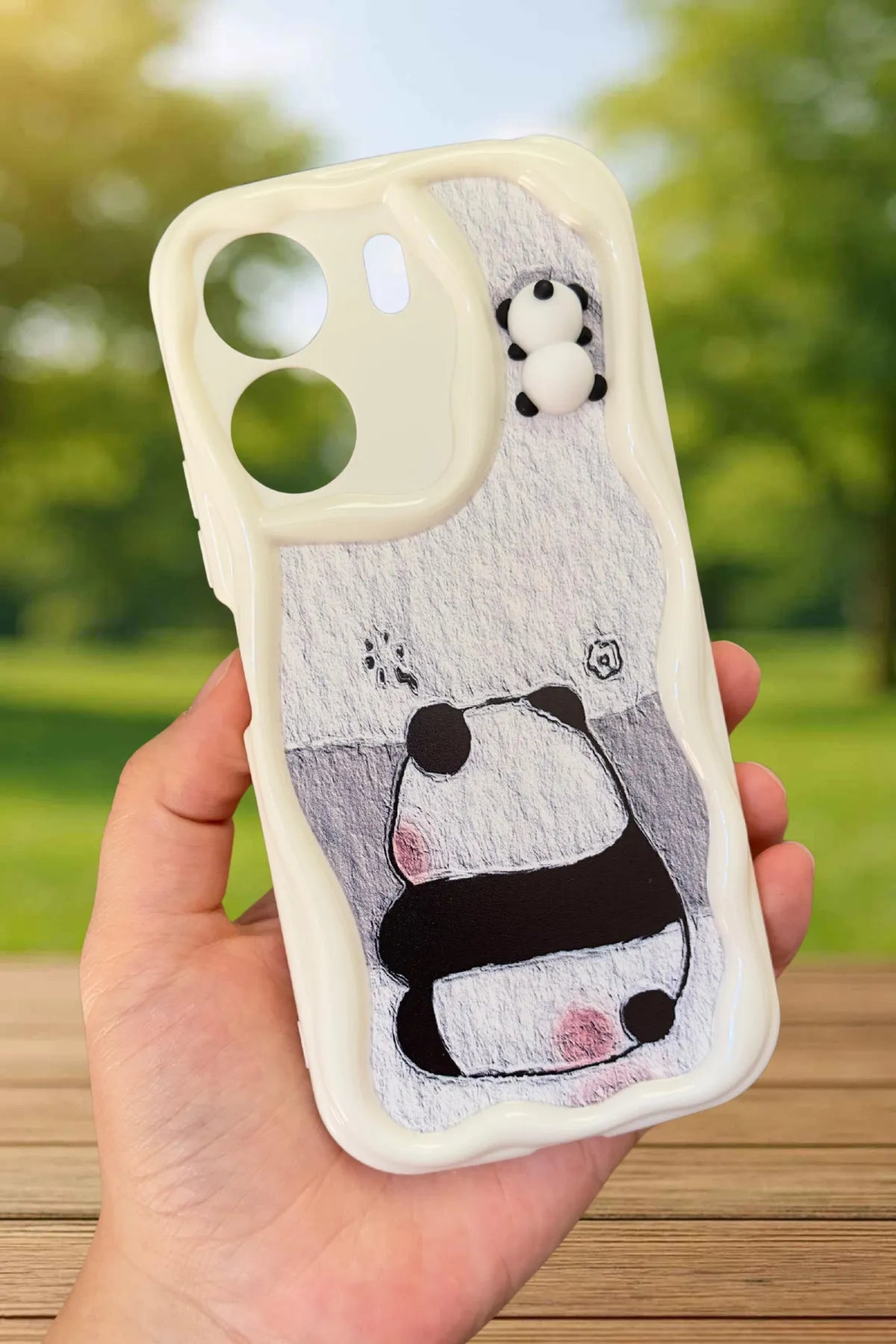 Redmi 13C Sevimli Ayıcık Panda Desenli 3 Boyutlu Şirin Parlak Tasarım Panda Kılıf