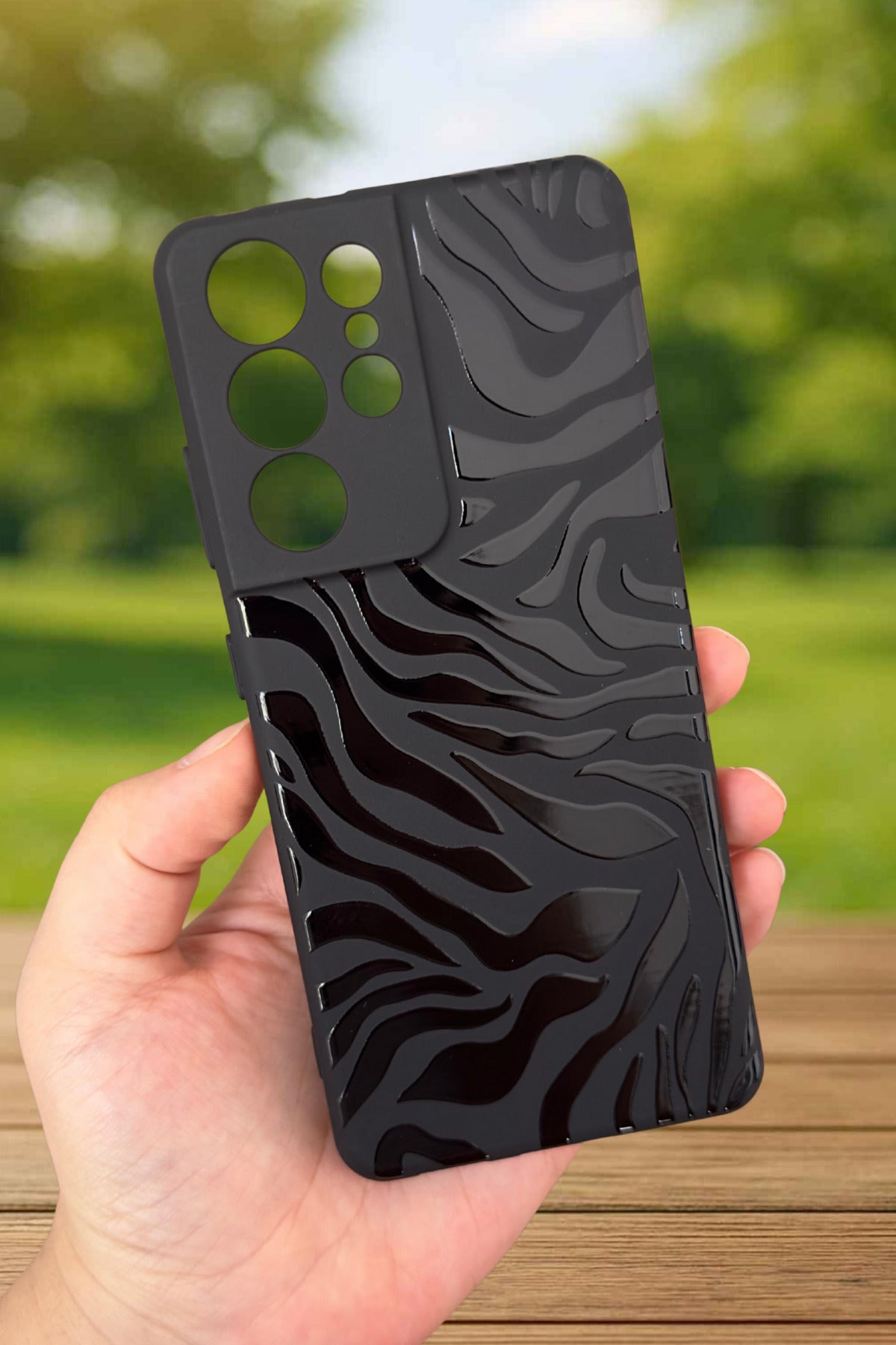 Samsung Galaxy S21 Ultra Uyumlu Zebra Desenli Silikon Darbe Emici Klasik Korumalı Rubber Kılıf