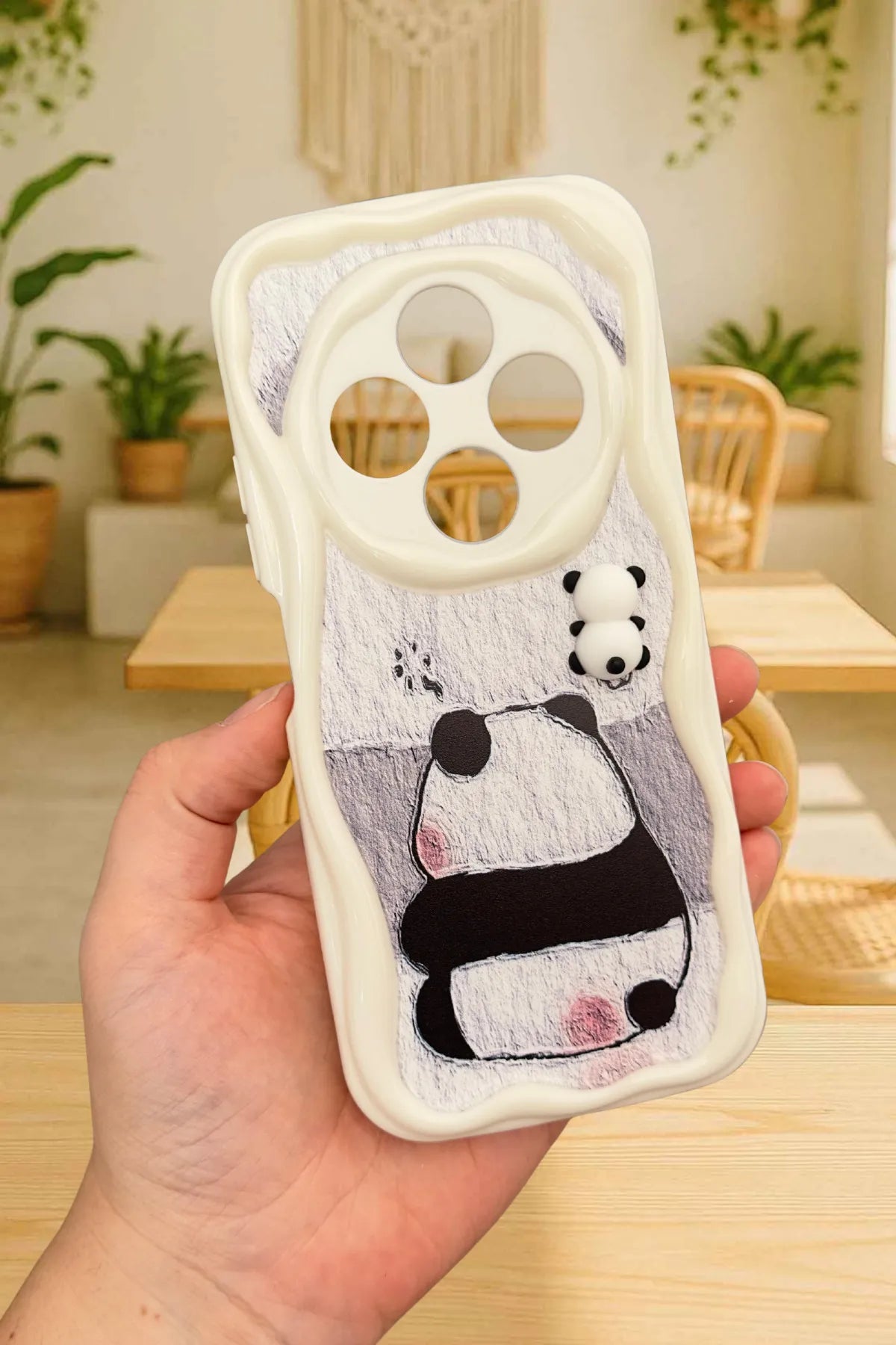 Redmi 14C Sevimli Ayıcık Panda Desenli 3 Boyutlu Şirin Parlak Tasarım Panda Kılıf