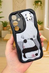Samsung Galaxy A15 Sevimli Ayıcık Panda Desenli 3 Boyutlu Şirin Parlak Tasarım Panda Kılıf