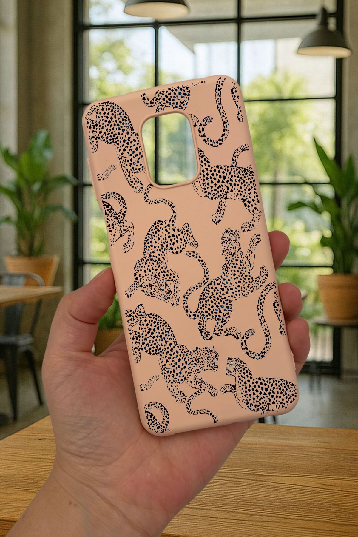 Xiaomi Redmi Note 9 Pro/9S Uyumlu LEOPAR DESENLİ Silikon Darbe Emici Klasik Korumalı Rubber Kılıf