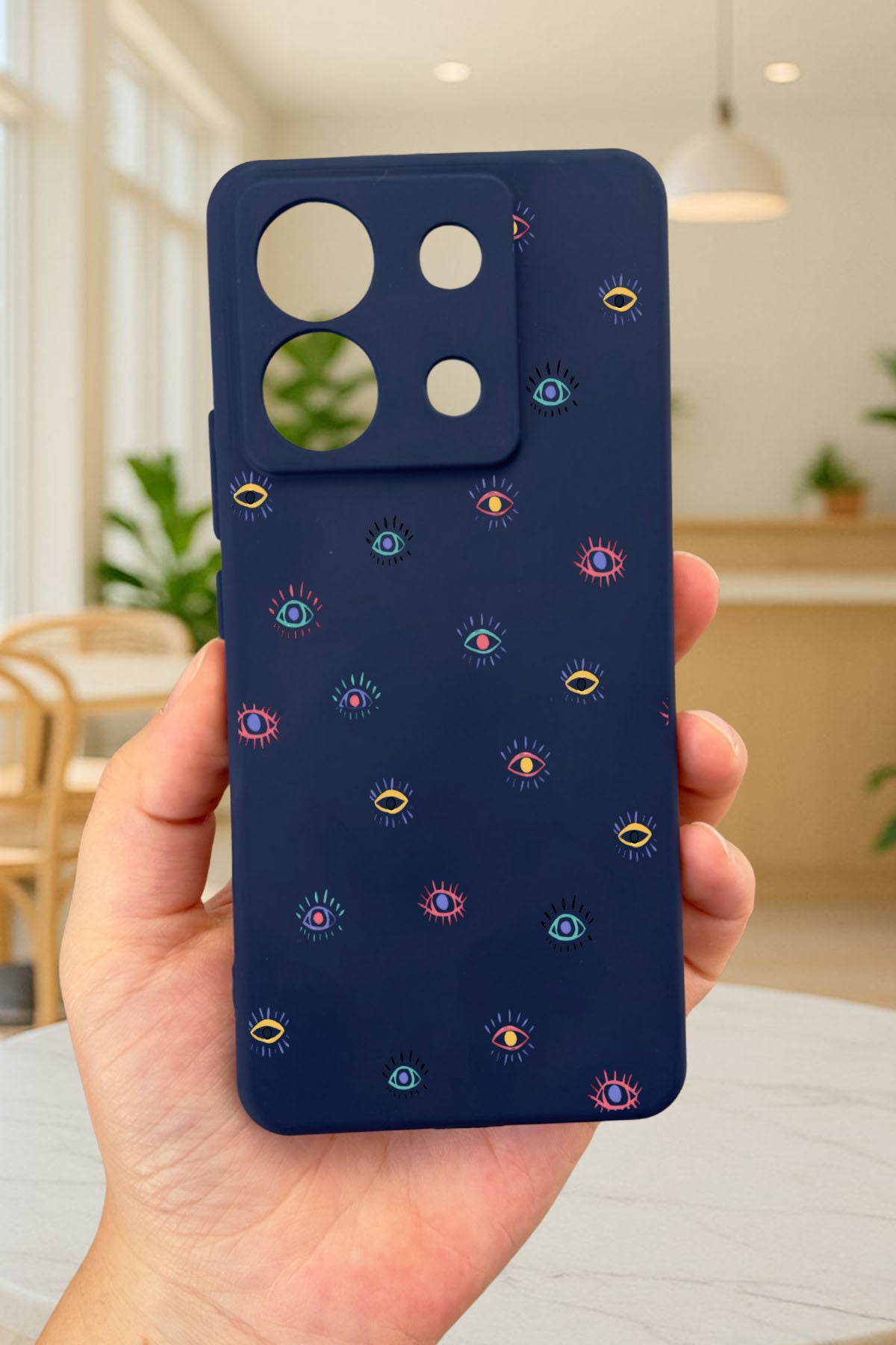 Redmi Note 13 Pro 5G MİNİ EVIL EYE DESENLİ Silikon Darbe Emici Klasik Korumalı Rubber Kılıf