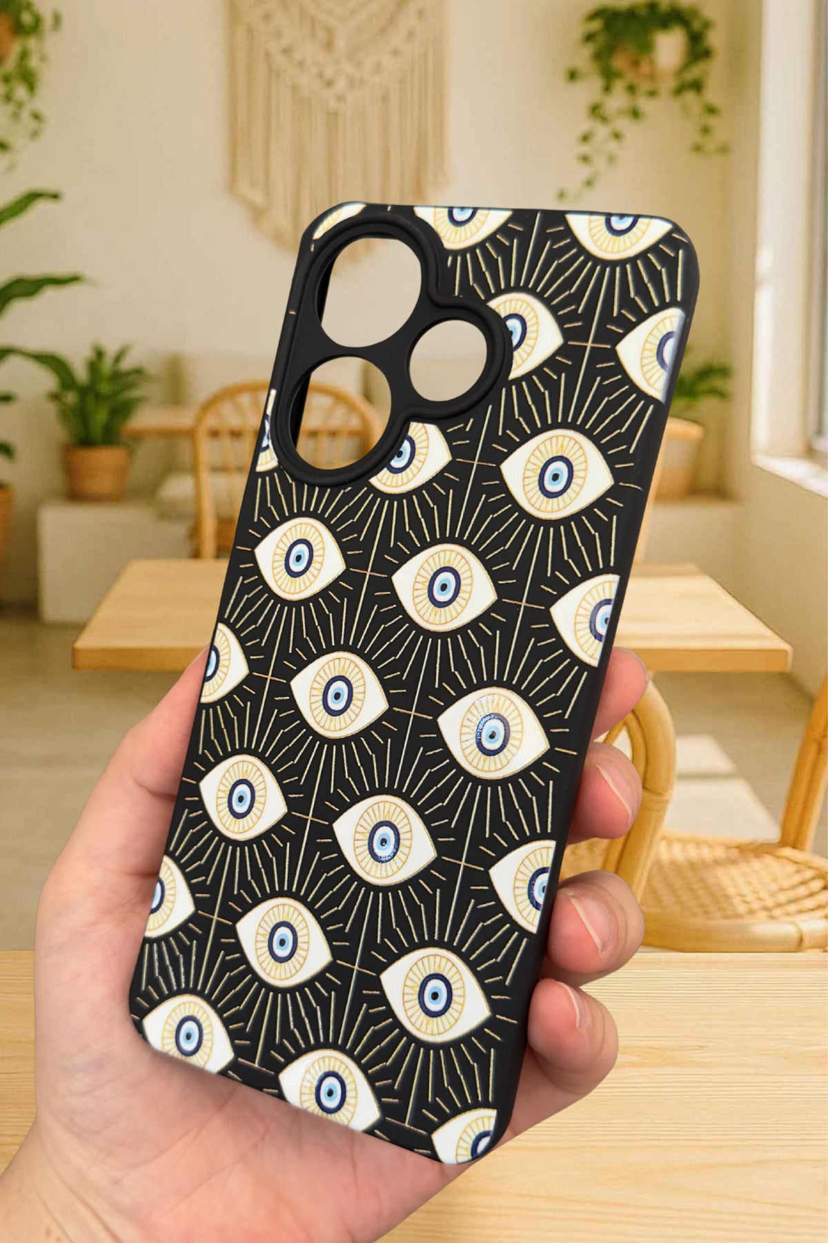 Xiaomi Redmi 13 4G EVIL EYE DESENLİ Silikon Darbe Emici Klasik Korumalı Rubber Kılıf