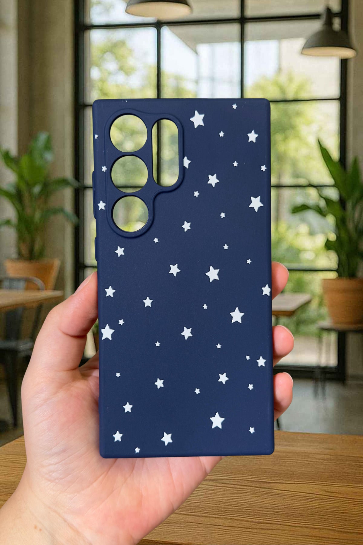 Samsung Galaxy S24 Ultra -MİNİMAL YILDIZ DESENLİ Silikon Darbe Emici Klasik Korumalı Rubber Kılıf