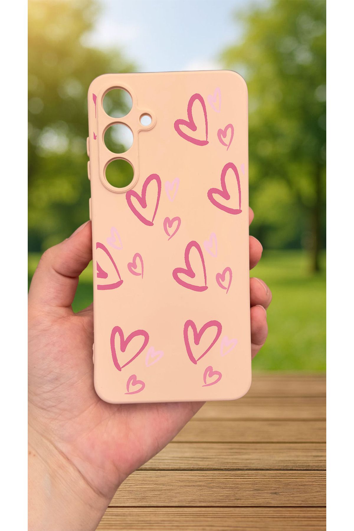 Samsung Galaxy A35 -PEMBE KALP DESENLİ Silikon Darbe Emici Klasik Korumalı Rubber Kılıf