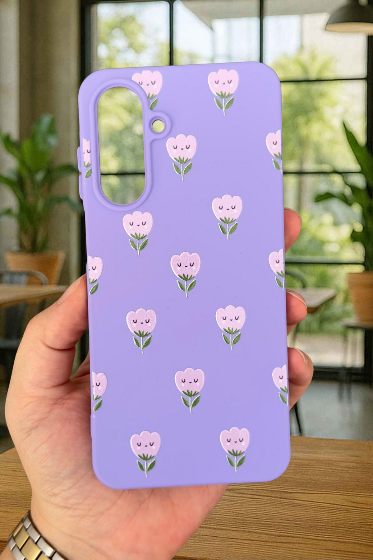 Samsung Galaxy A26 Uyumlu Mini Lale Desenli Silikon Darbe Emici Klasik Korumalı Rubber Kılıf