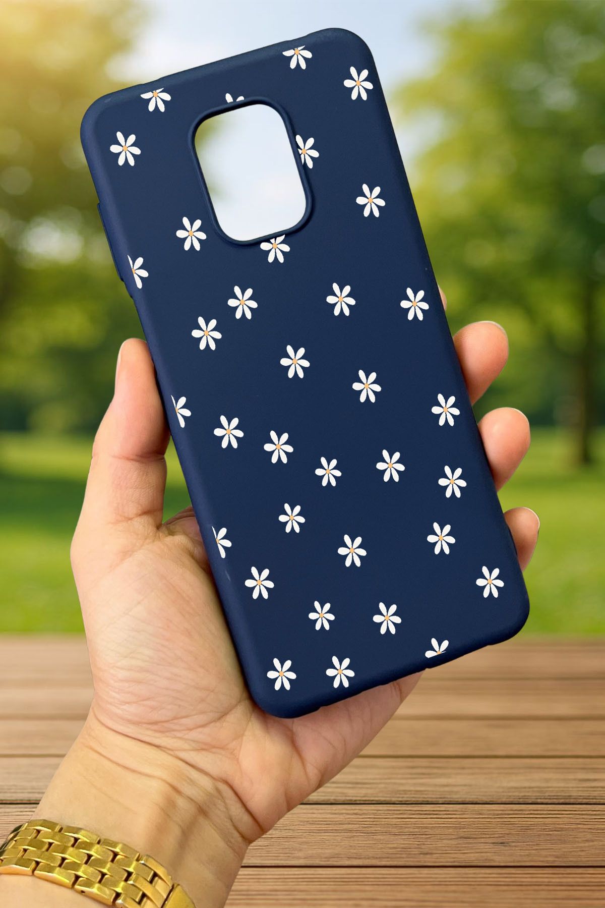 Redmi Note 9 Pro/9S Uyumlu MİNİ PAPATYA DESENLİ Silikon Darbe Emici Klasik Korumalı Rubber Kılıf