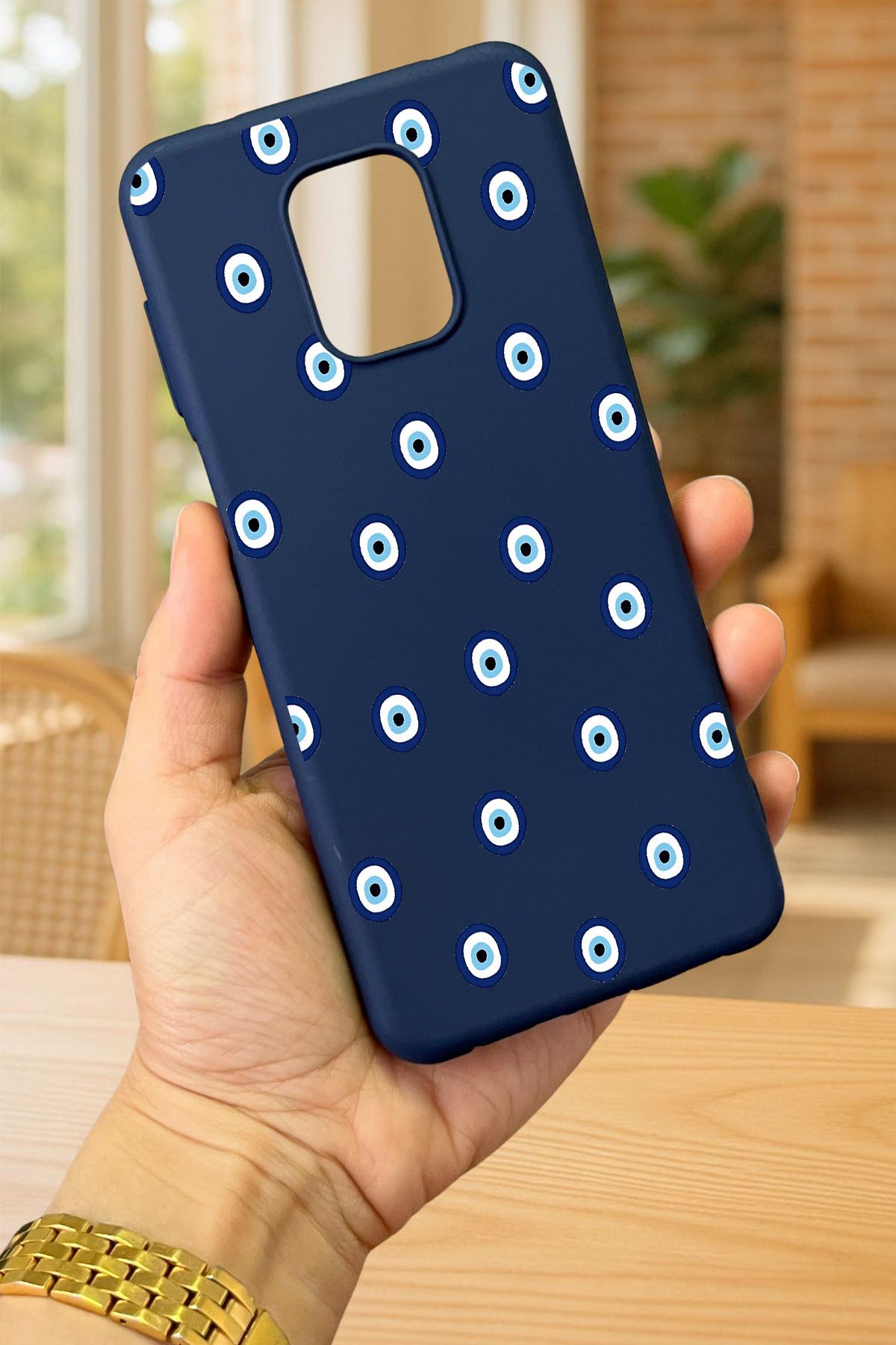 Redmi Note 9 Pro/9S Uyumlu NAZAR BONCUK DESENLİ Silikon Darbe Emici Klasik Korumalı Rubber Kılıf