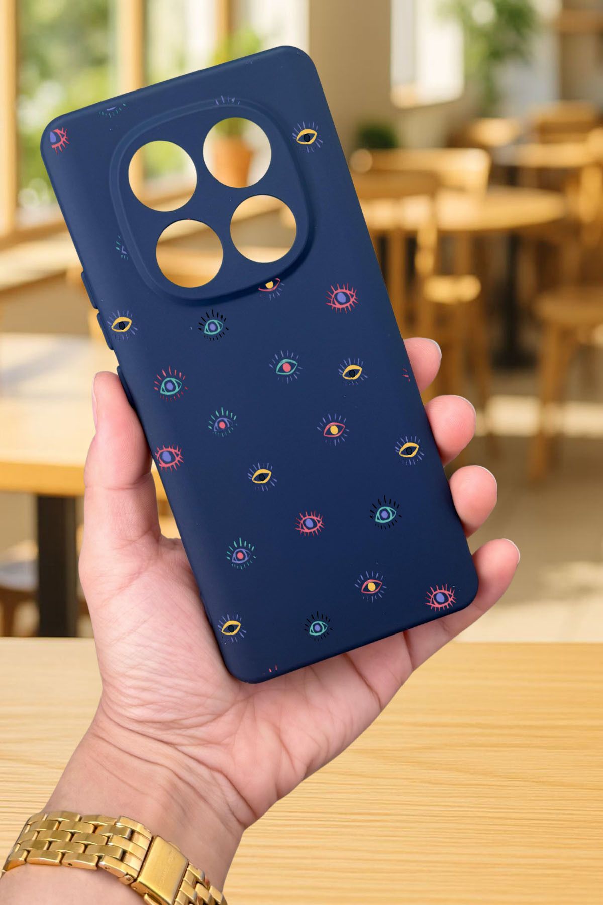 Xiaomi Redmi Note 14 Pro4G-MİNİ EVIL EYE DESENLİ Silikon Darbe Emici Klasik Korumalı Rubber Kılıf