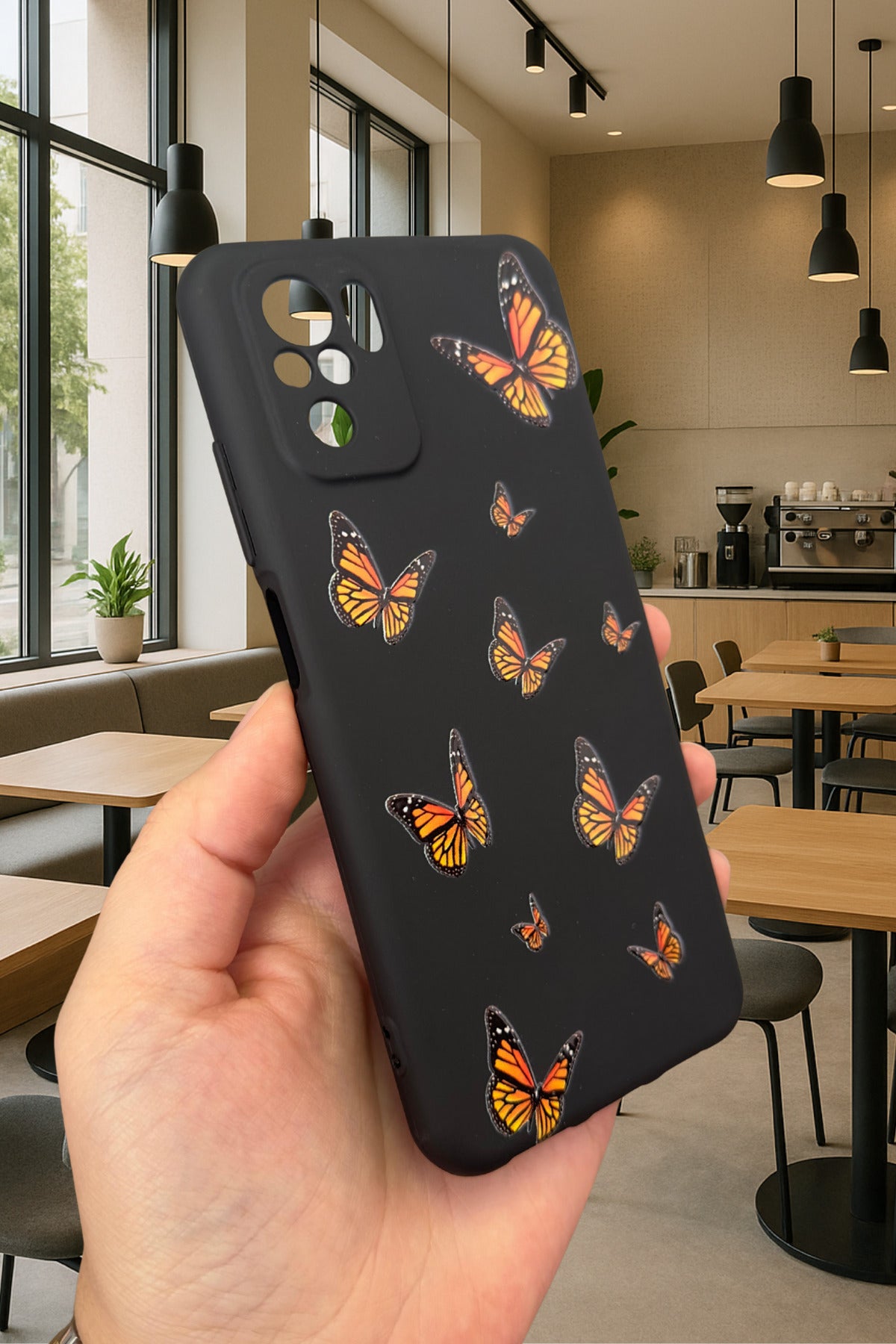 Xiaomi Redmi Note 10/10S Uyumlu KELEBEK DESENLİ Silikon Darbe Emici Klasik Korumalı Rubber Kılıf