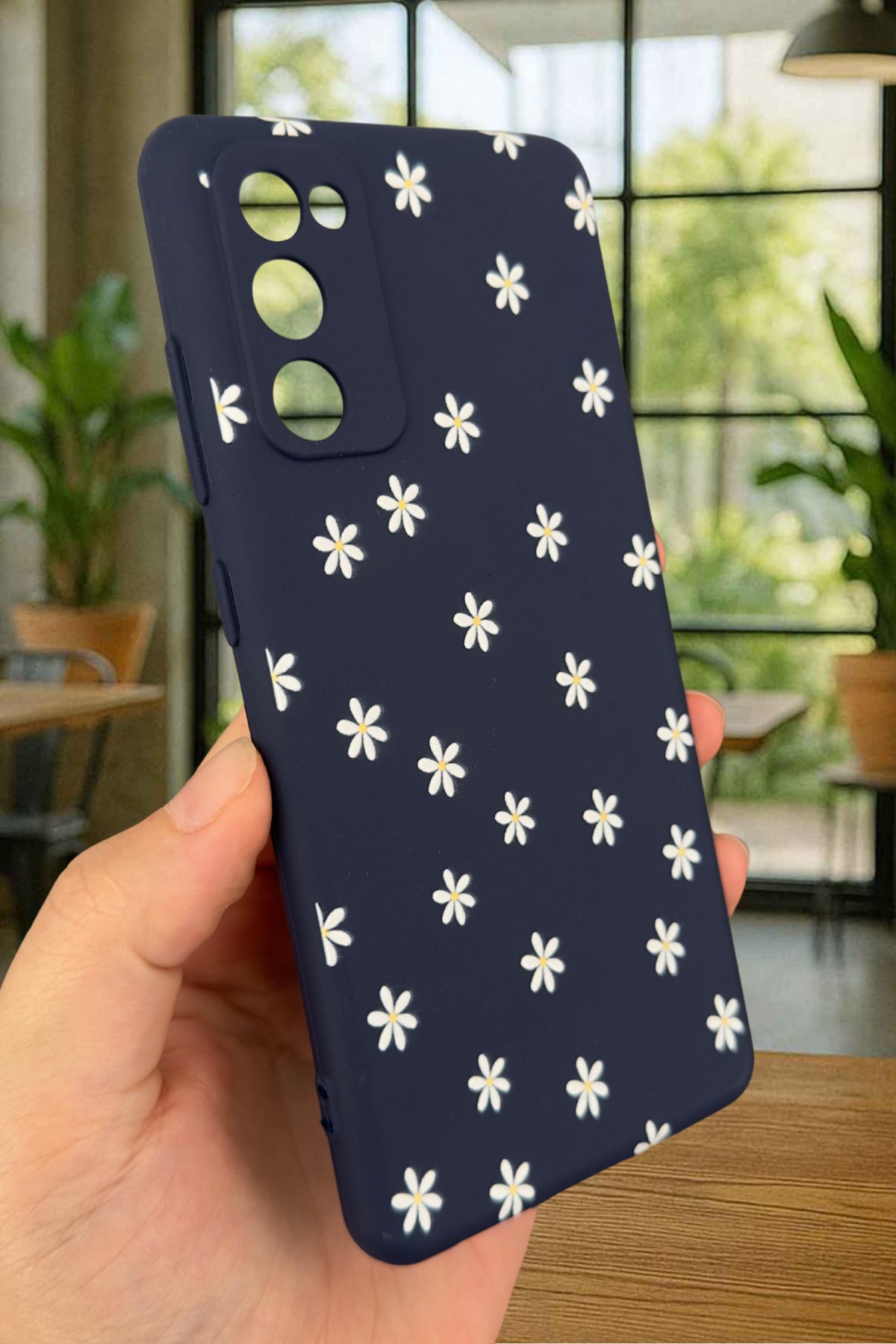 Samsung Galaxy S20 Fe - Mini Papatya Desenli Silikon Darbe Emici Klasik Korumalı Rubber Kılıf