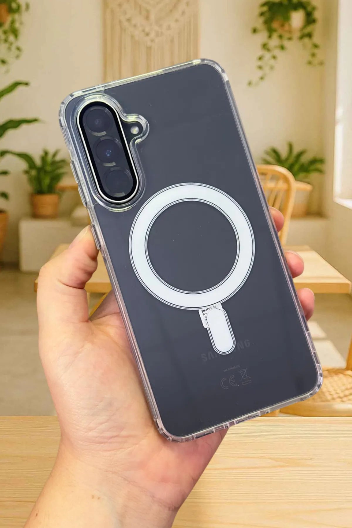 Samsung Galaxy A56 Şeffaf Magsafe Wireless Kablosuz Şarj Destekli V-Mags Kılıf