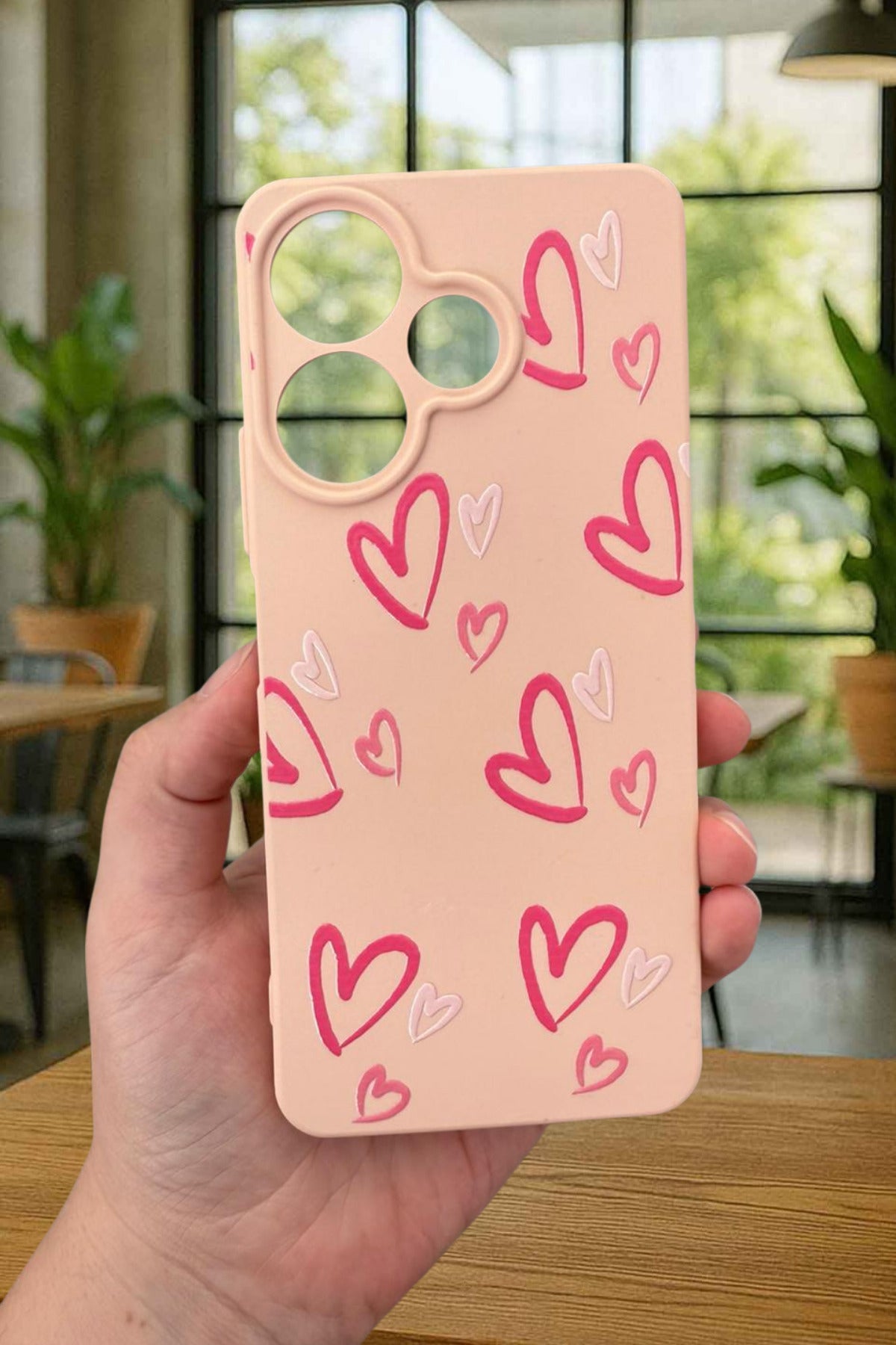 Xiaomi Redmi 13 4G PEMBE KALP DESENLİ Silikon Darbe Emici Klasik Korumalı Rubber Kılıf