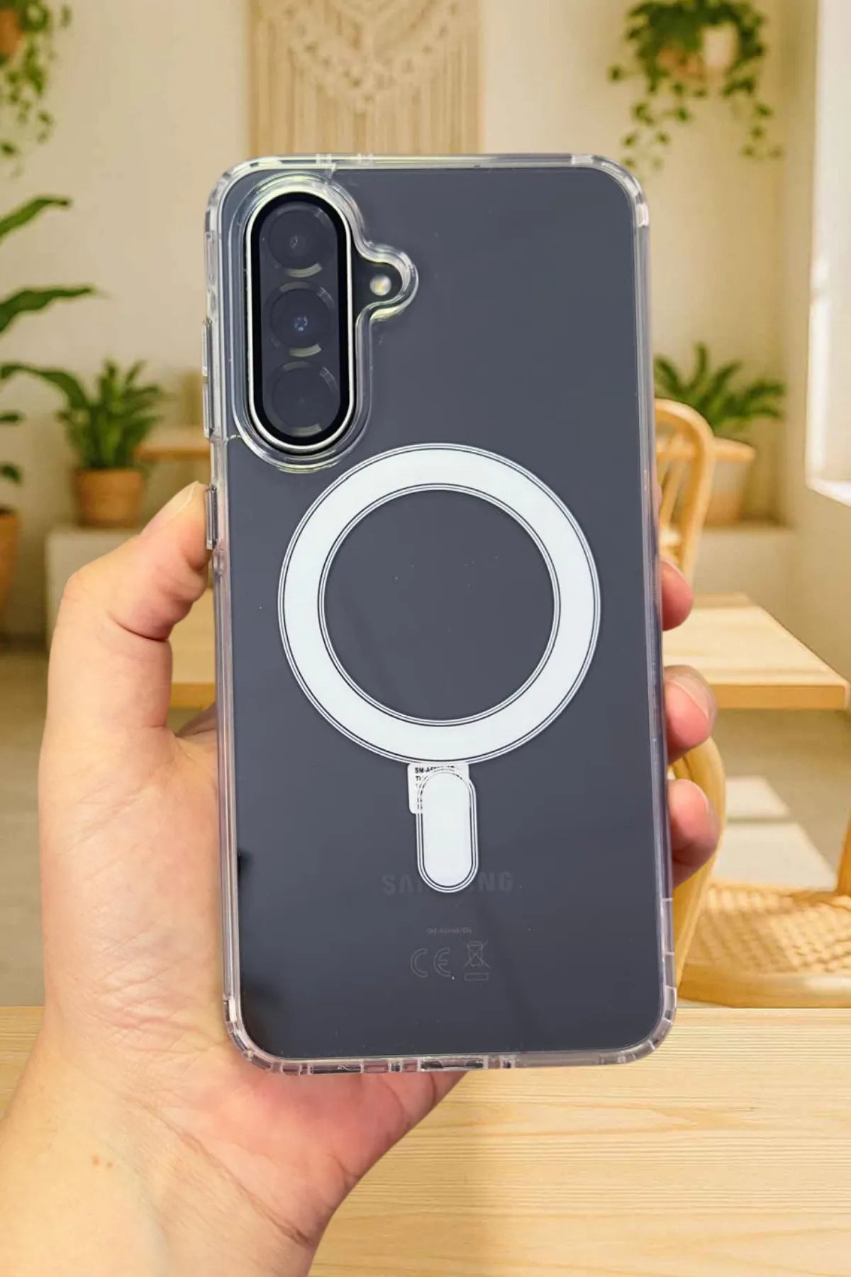 Samsung Galaxy A56 Şeffaf Magsafe Wireless Kablosuz Şarj Destekli V-Mags Kılıf