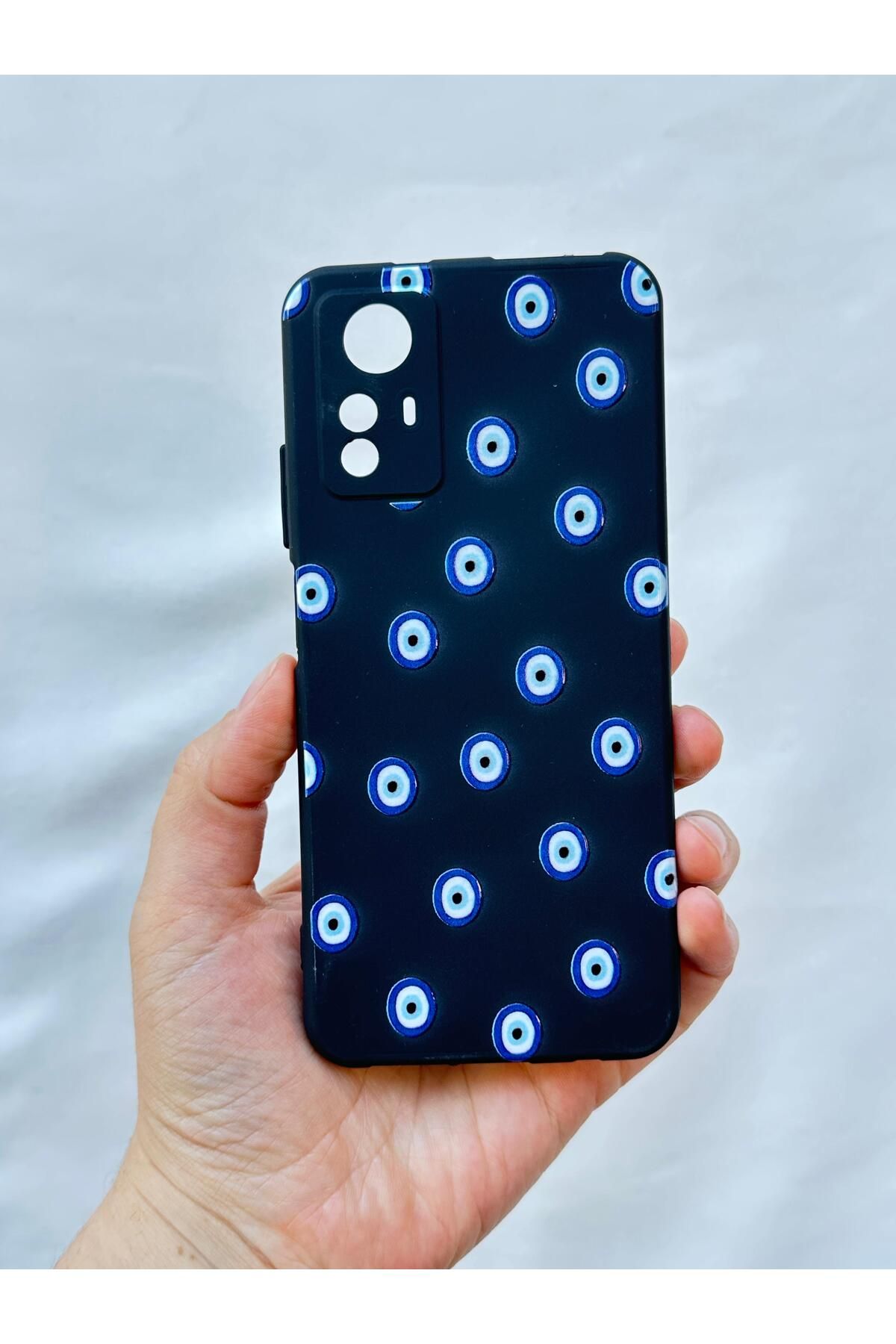 Xiaomi Redmi Note 12S NAZAR BONCUK DESENLİ Silikon Darbe Emici Klasik Korumalı Rubber Kılıf