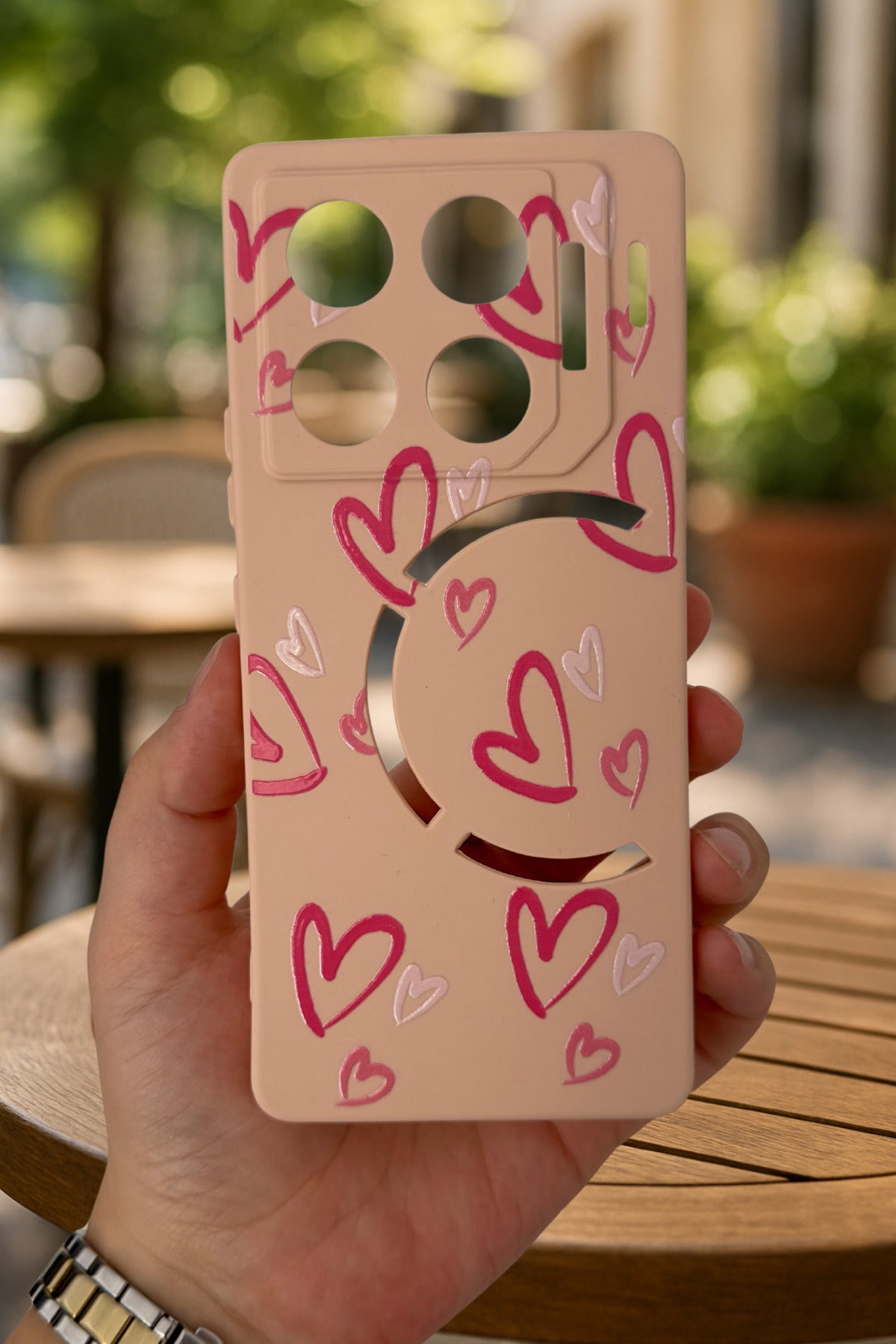 İnfinix GT 20 Pro-PEMBE KALP DESENLİ Silikon Darbe Emici Klasik Korumalı Rubber Kılıf