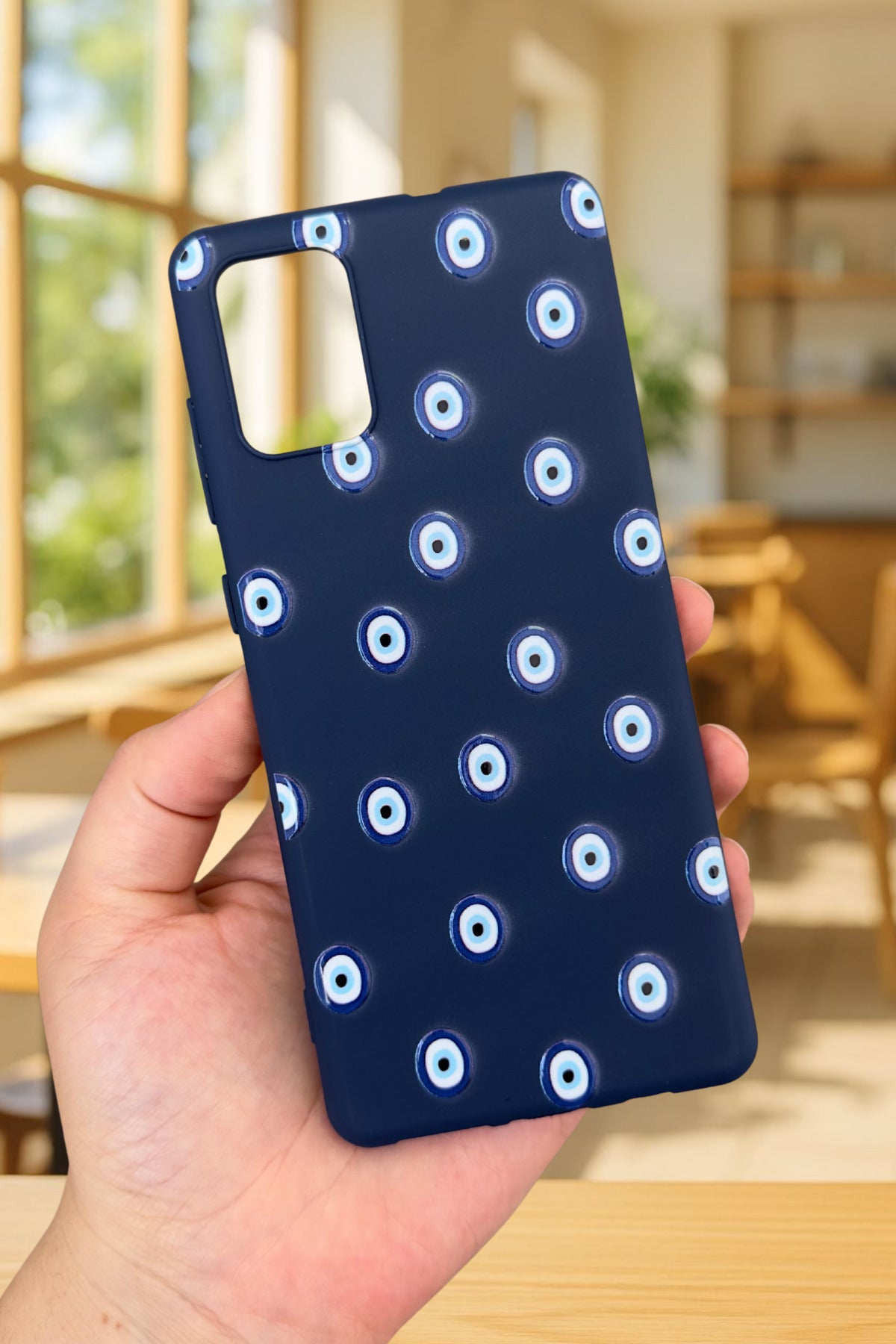 Samsung Galaxy A51 Uyumlu Nazar Boncuk Desenli Silikon Darbe Emici Klasik Korumalı Rubber Kılıf