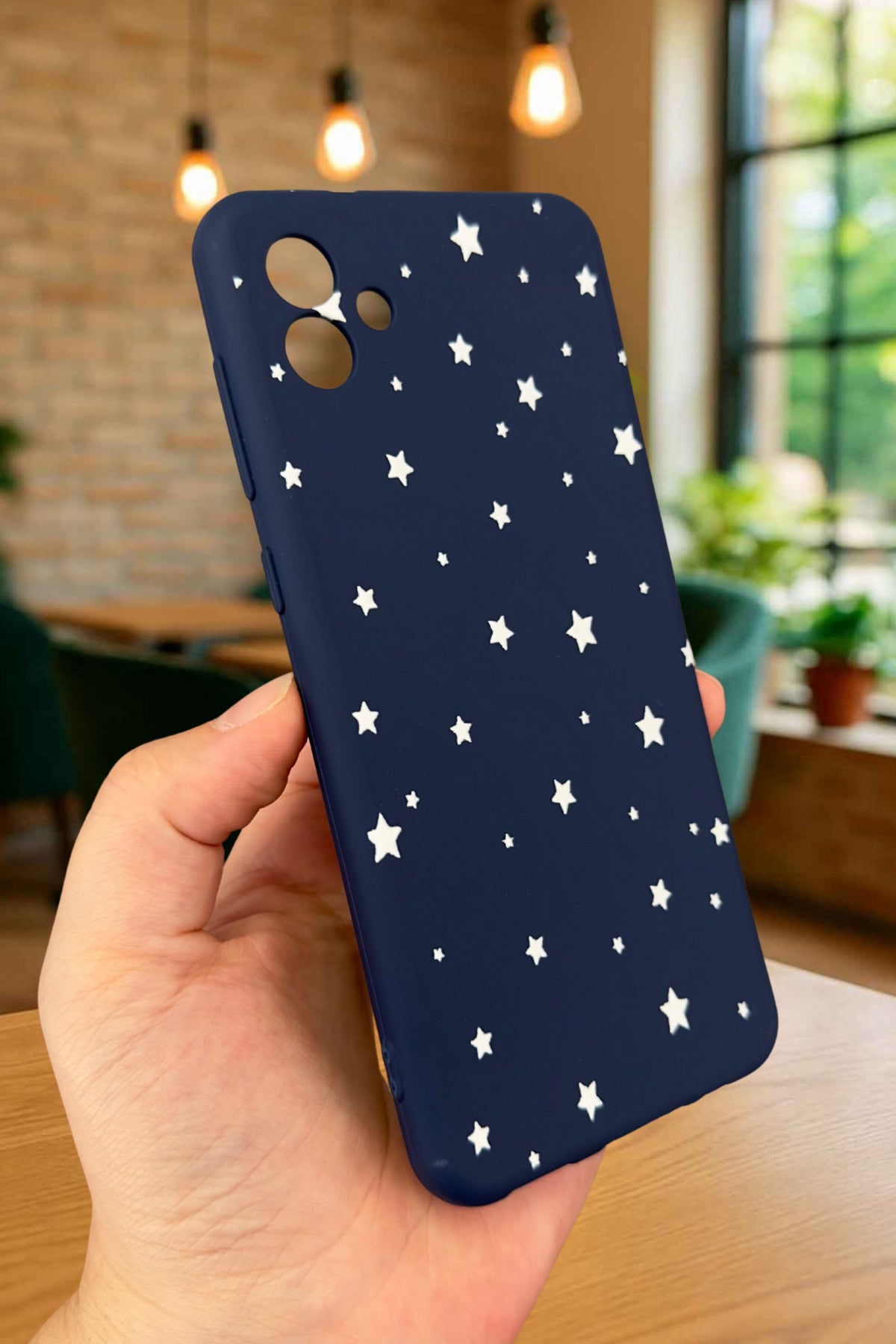 Samsung Galaxy A04 - MİNİMAL YILDIZ DESENLİ Silikon Darbe Emici Klasik Korumalı Rubber Kılıf
